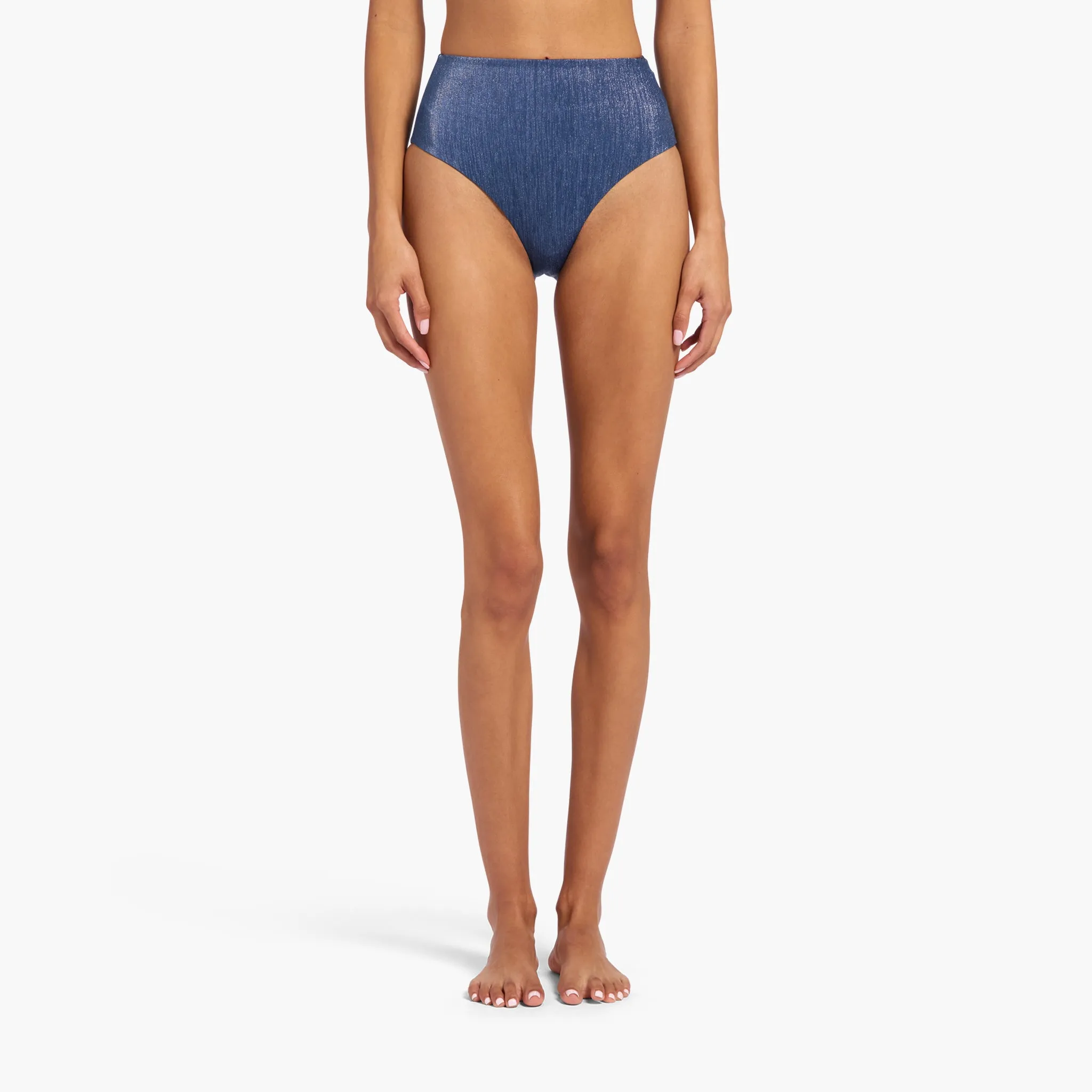 Shimmer High Waist Bikini Bottom | Navy sold by nuuds product image thumbnail 2