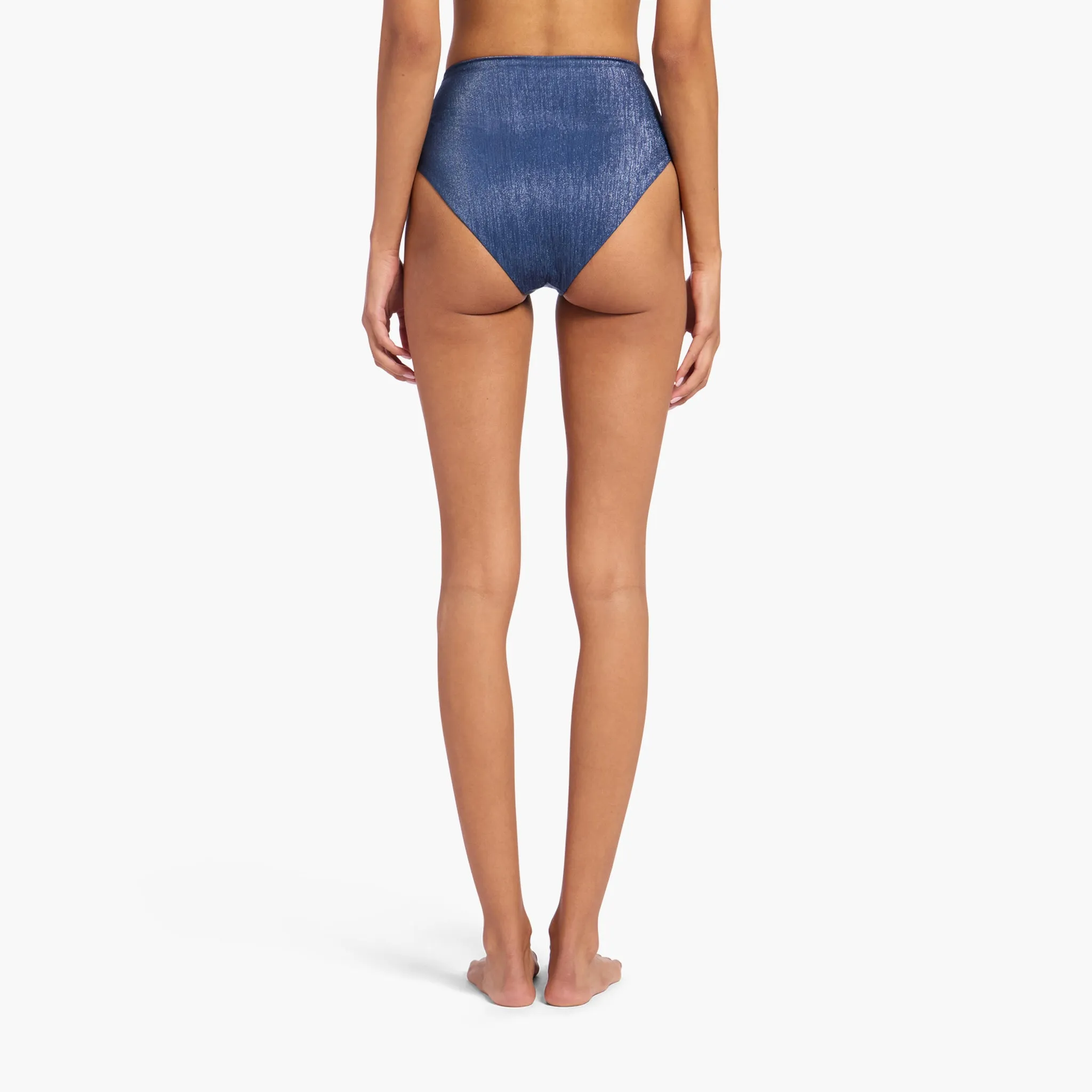 Shimmer High Waist Bikini Bottom | Navy sold by nuuds product image thumbnail 4