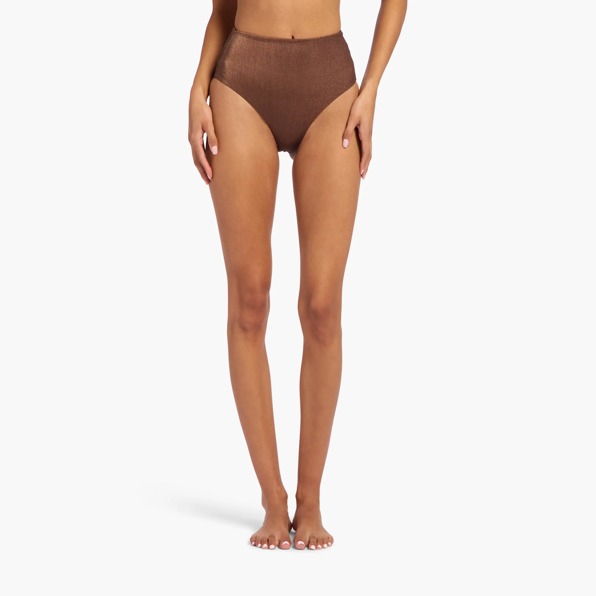 Shimmer High Waist Bikini Bottom | Coffee sold by nuuds product image thumbnail 2