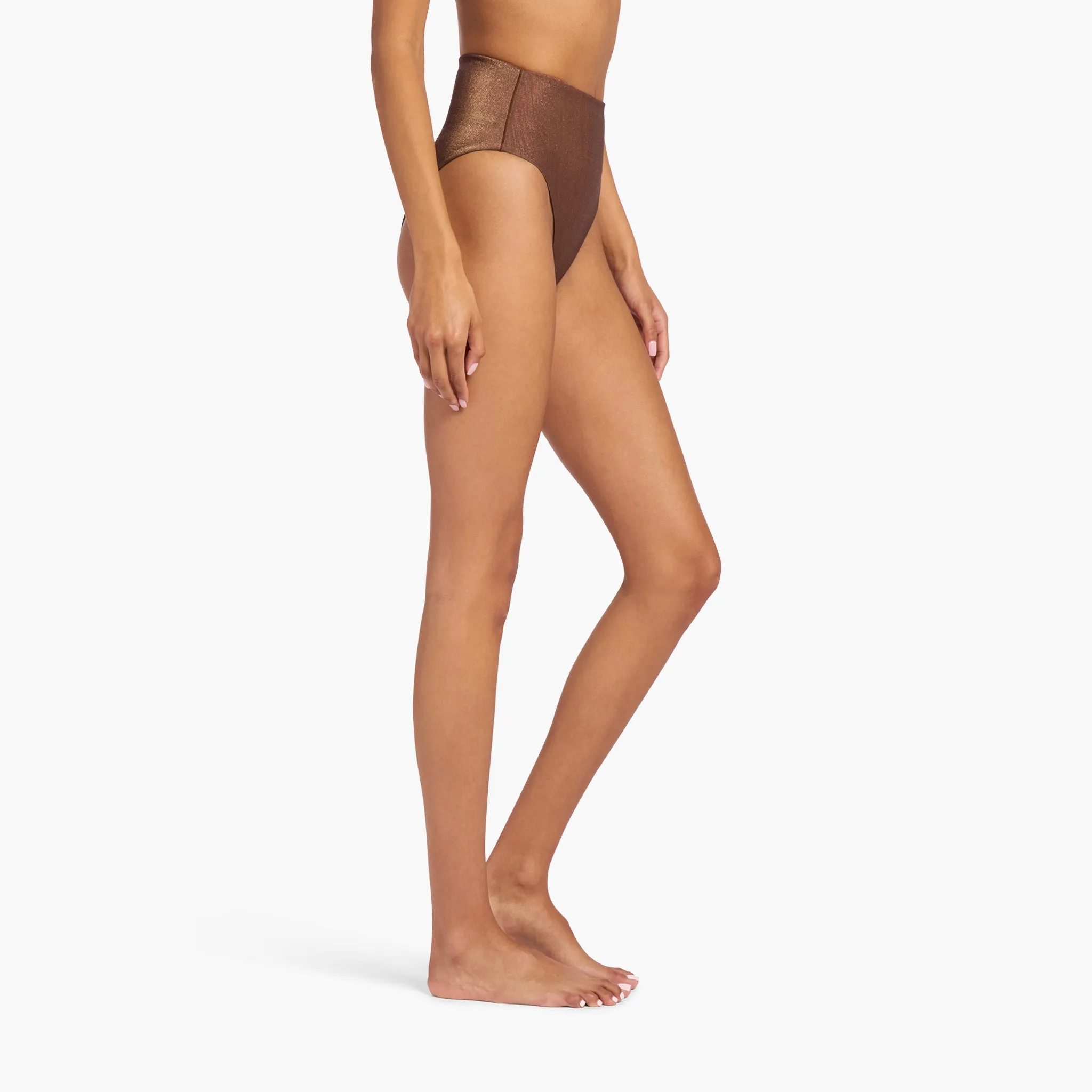 Shimmer High Waist Bikini Bottom | Coffee sold by nuuds product image thumbnail 3