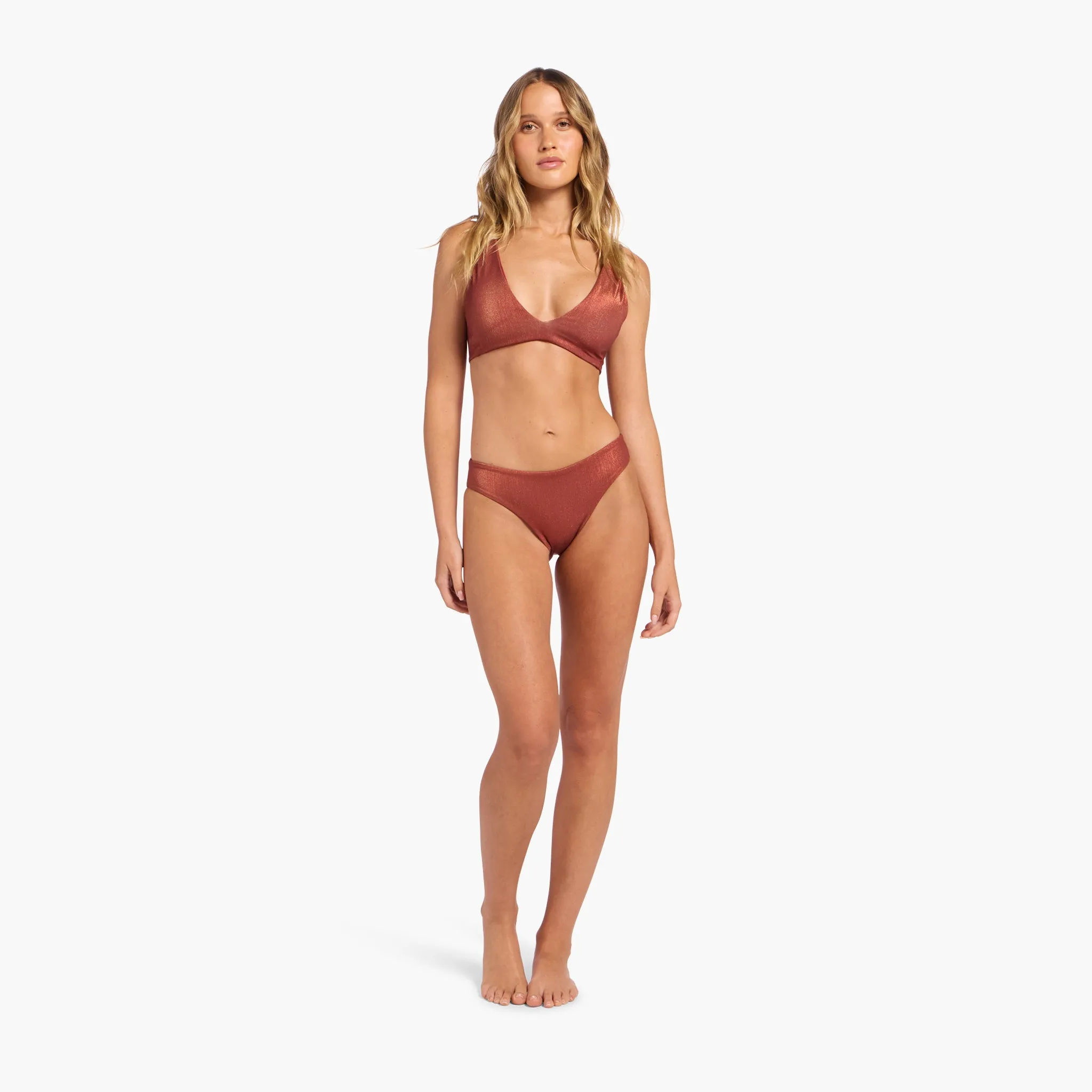 Shimmer Plunge Bikini Top | Scarlet sold by nuuds product image thumbnail 2