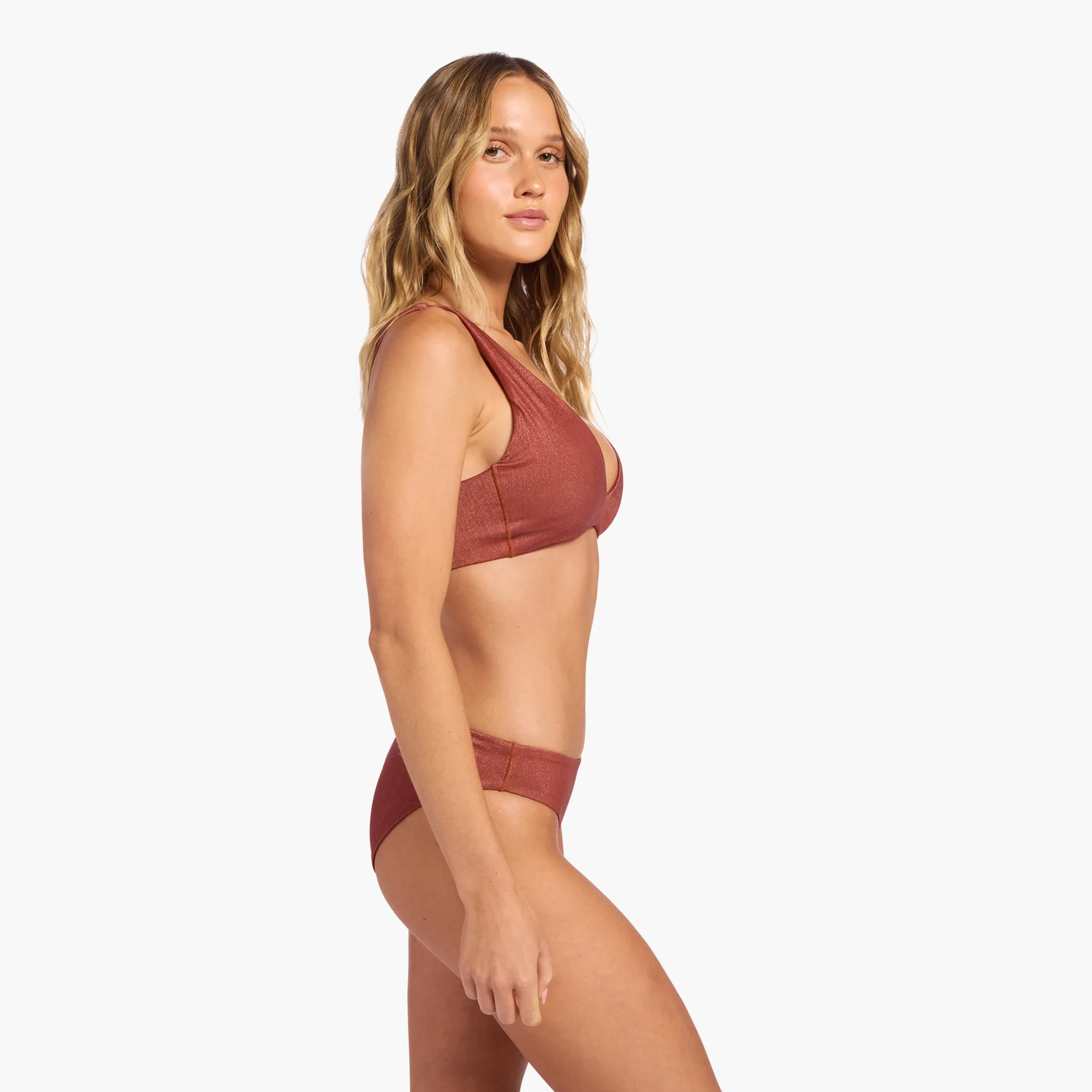 Shimmer Plunge Bikini Top | Scarlet sold by nuuds product image thumbnail 3