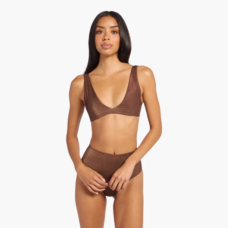 Shimmer Plunge Bikini Top | Coffee sold by nuuds