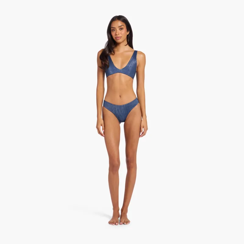 Shimmer Low Waist Bikini Bottom | Navy sold by nuuds