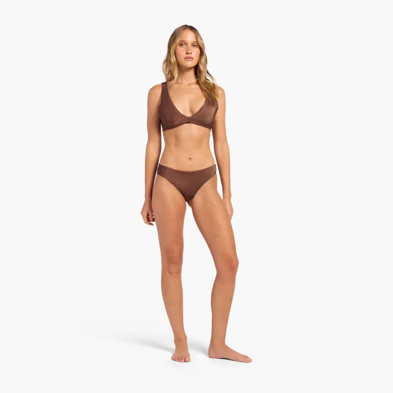 Shimmer Low Waist Bikini Bottom | Coffee sold by nuuds