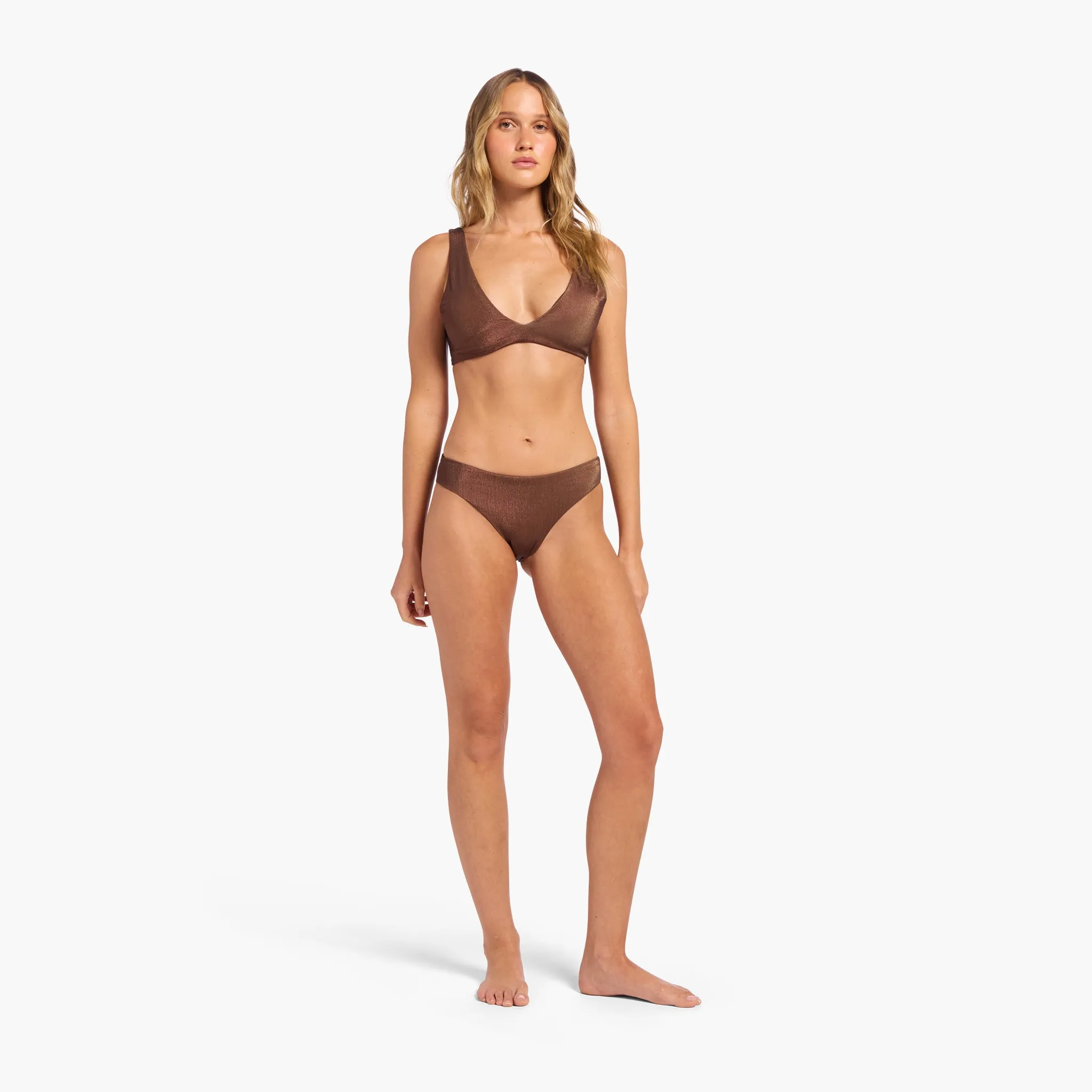 Shimmer Low Waist Bikini Bottom | Coffee sold by nuuds