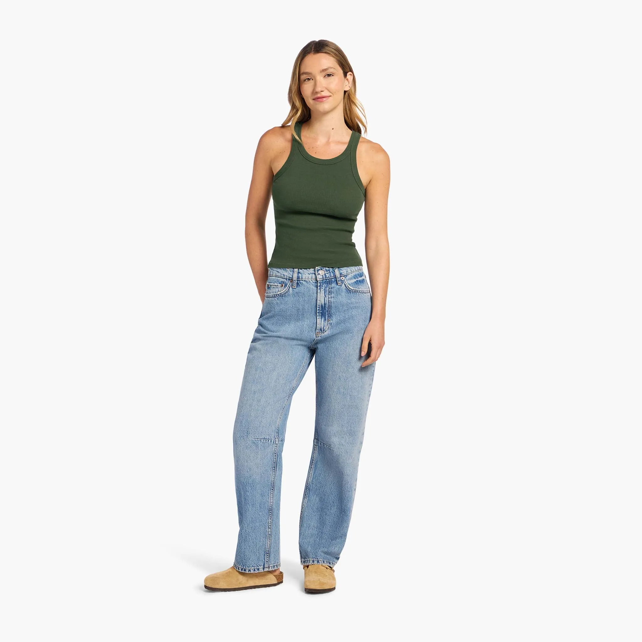Essential Rib Tank | Darkest Olive sold by nuuds product image thumbnail 2