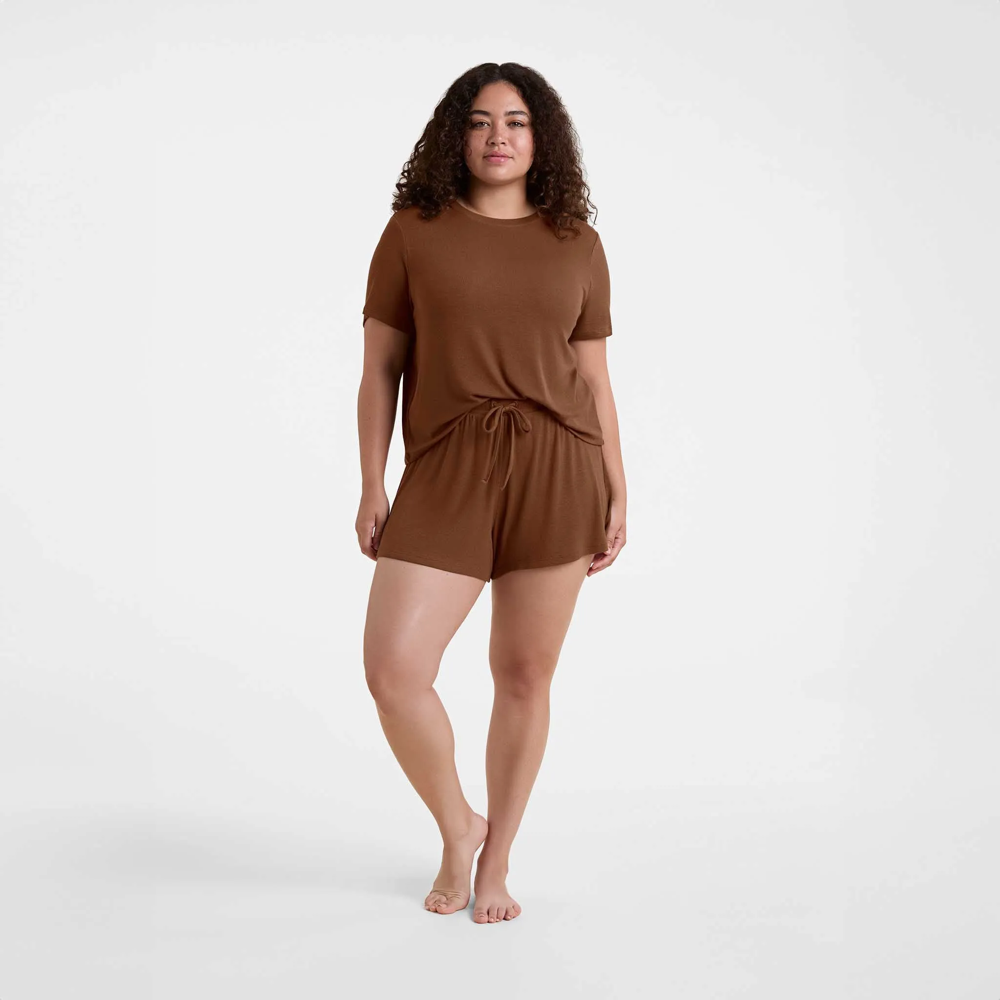 Ribbed Pajama Short Set | Chocolate sold by nuuds product image thumbnail 2