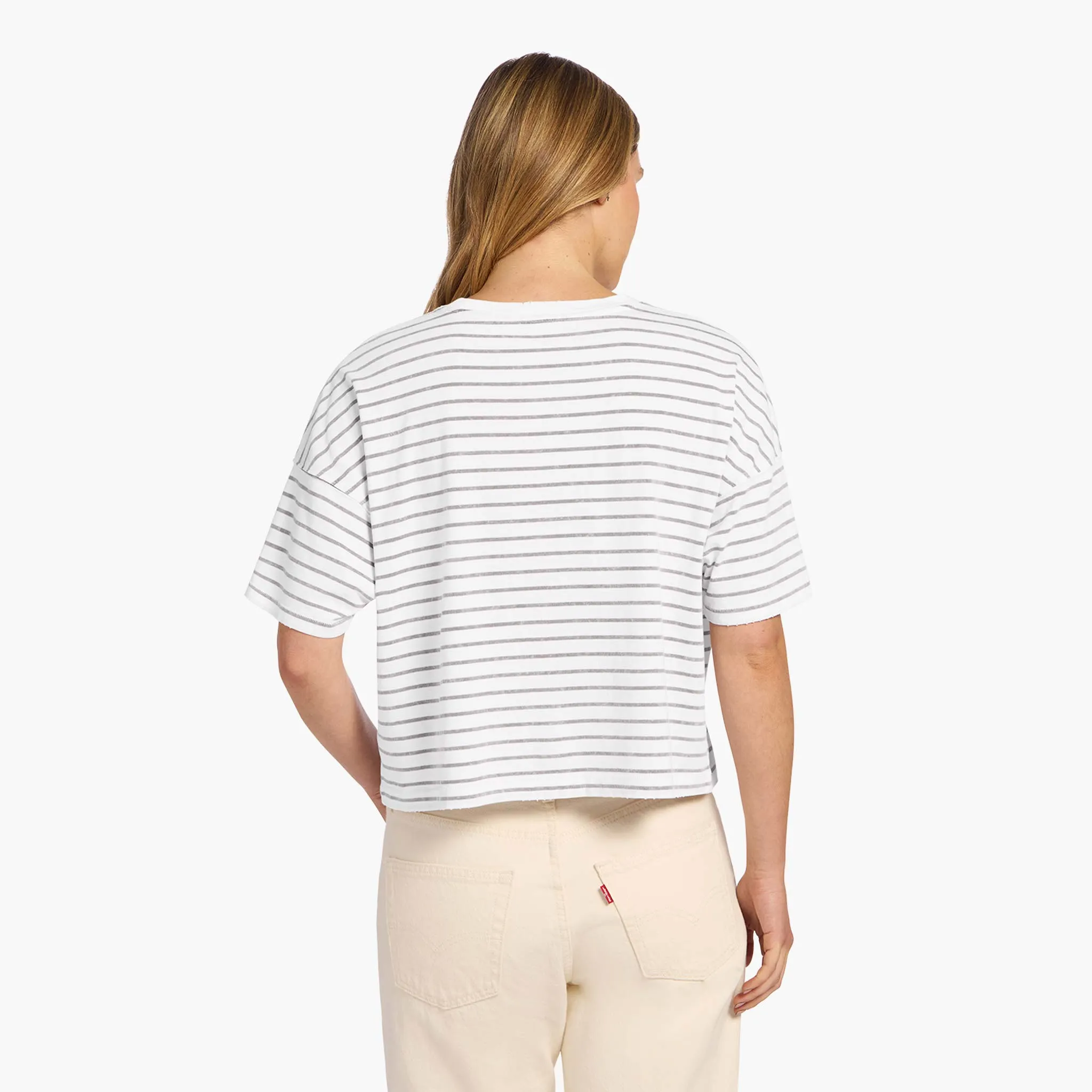 Soft Cotton Striped Boxy Tee | White/Mocha sold by nuuds product image thumbnail 4