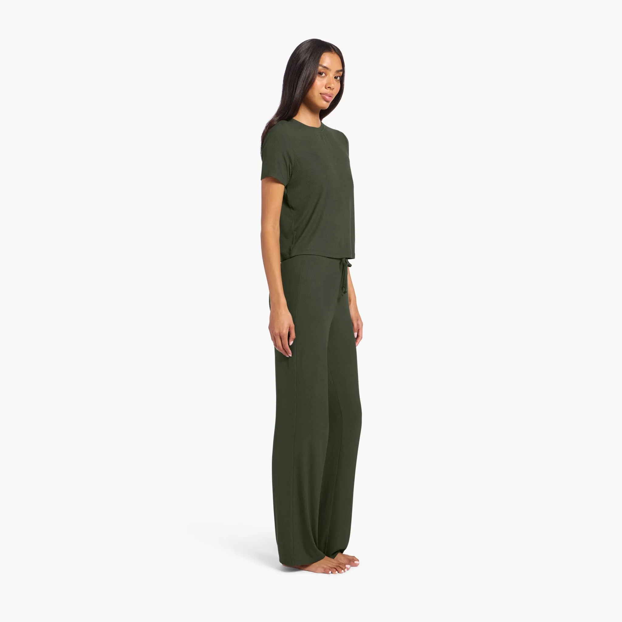 Ribbed Pajama Set | Darkest Olive sold by nuuds product image thumbnail 3