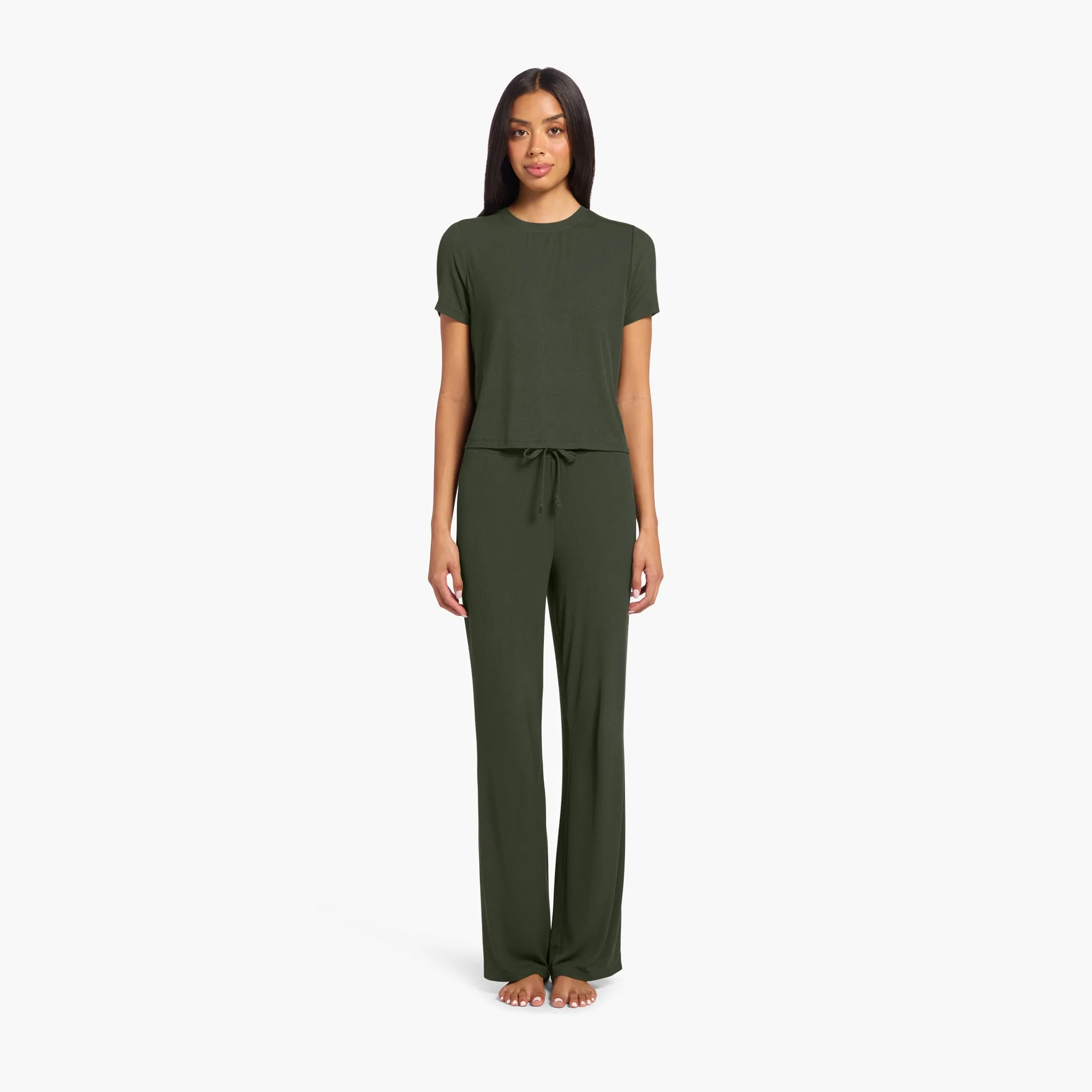 Ribbed Pajama Set | Darkest Olive sold by nuuds product image thumbnail 2
