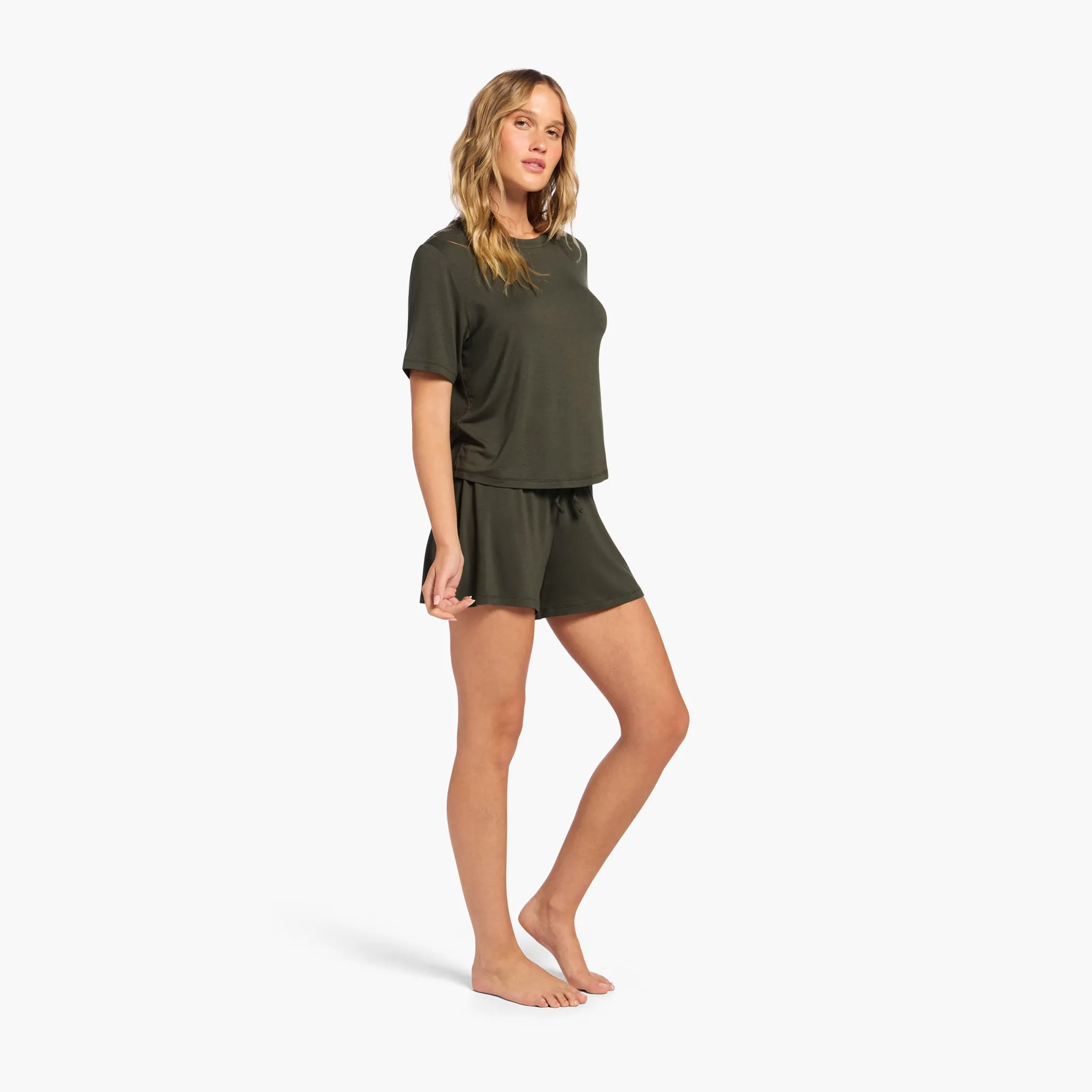 Pajama Short Set | Darkest Olive sold by nuuds product image thumbnail 3