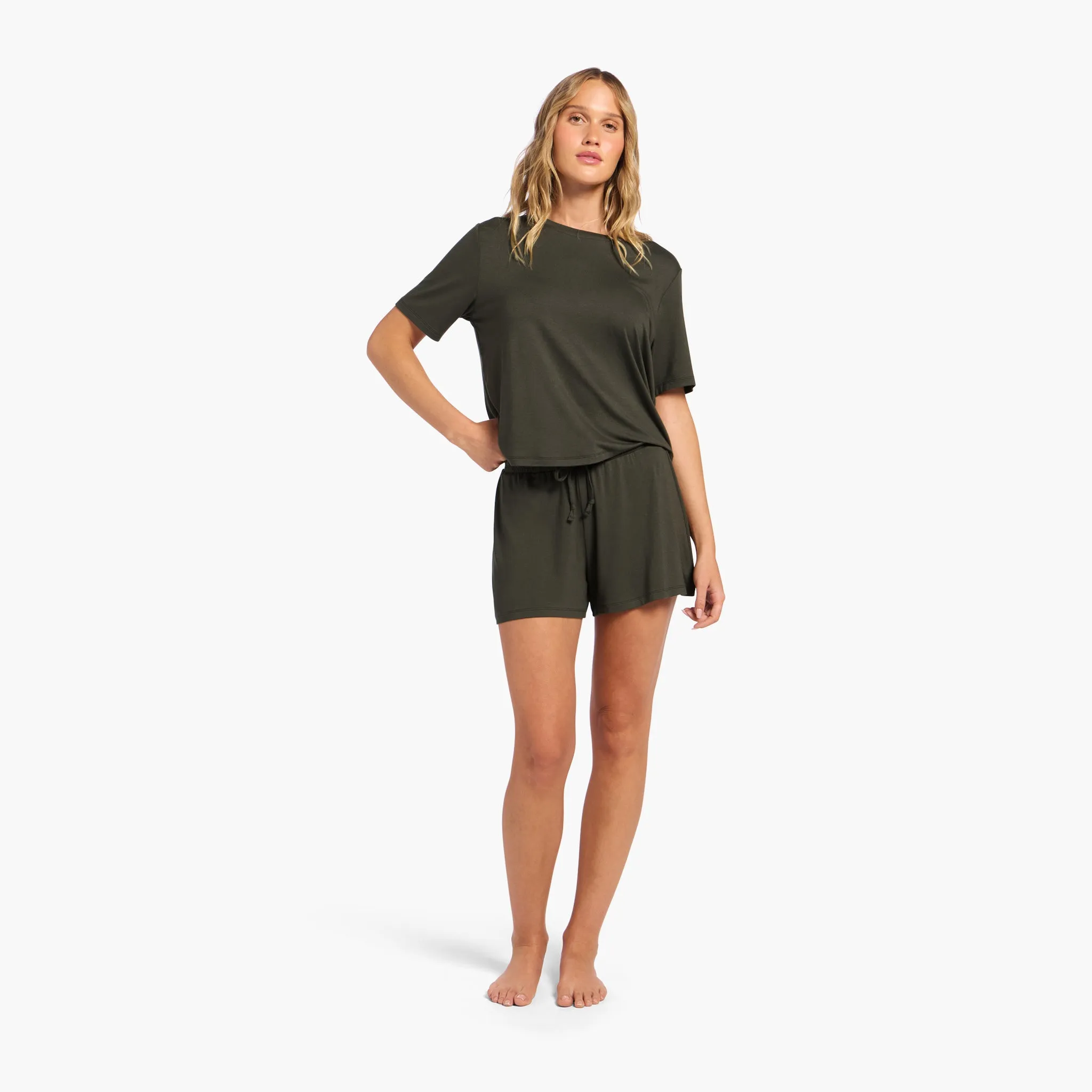 Pajama Short Set | Darkest Olive sold by nuuds product image thumbnail 2