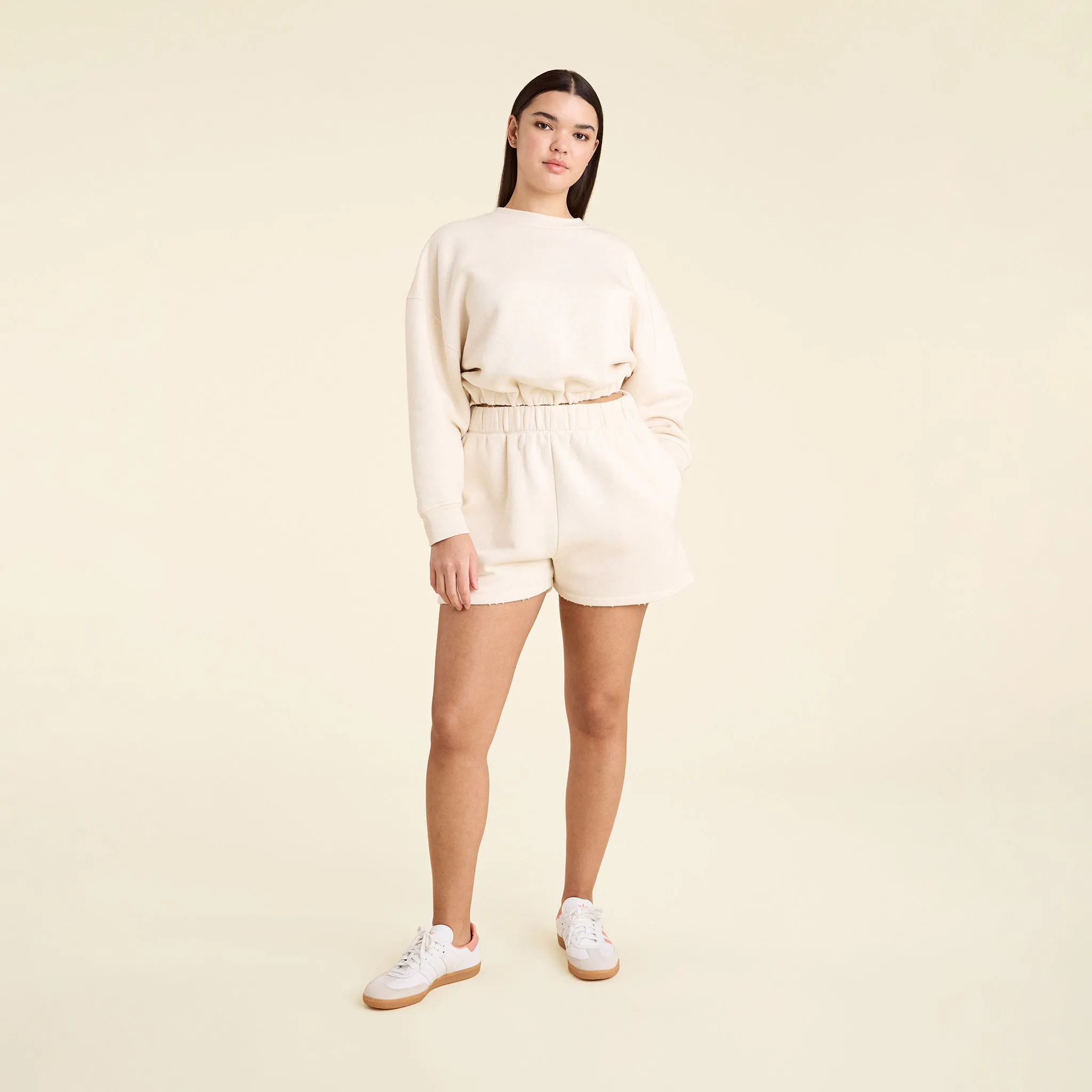 Vintage Fleece Cinch Waist Sweatshirt | Heather Bone sold by nuuds product image thumbnail 2