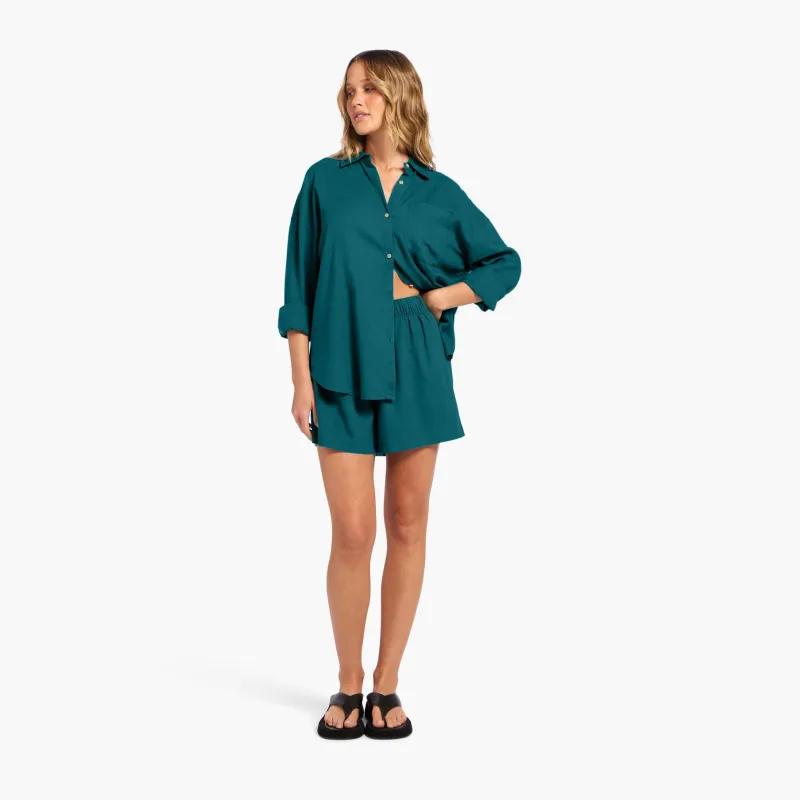 Linen Beach Short | Faded Lagoon sold by nuuds