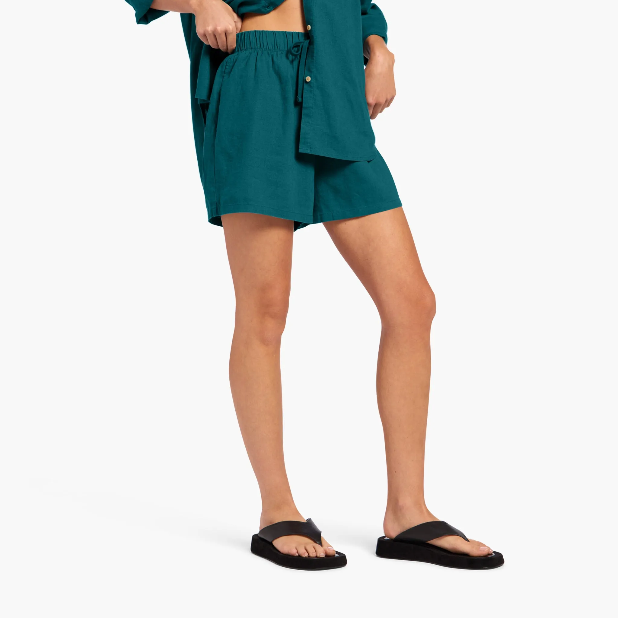 Linen Beach Short | Faded Lagoon sold by nuuds product image thumbnail 3