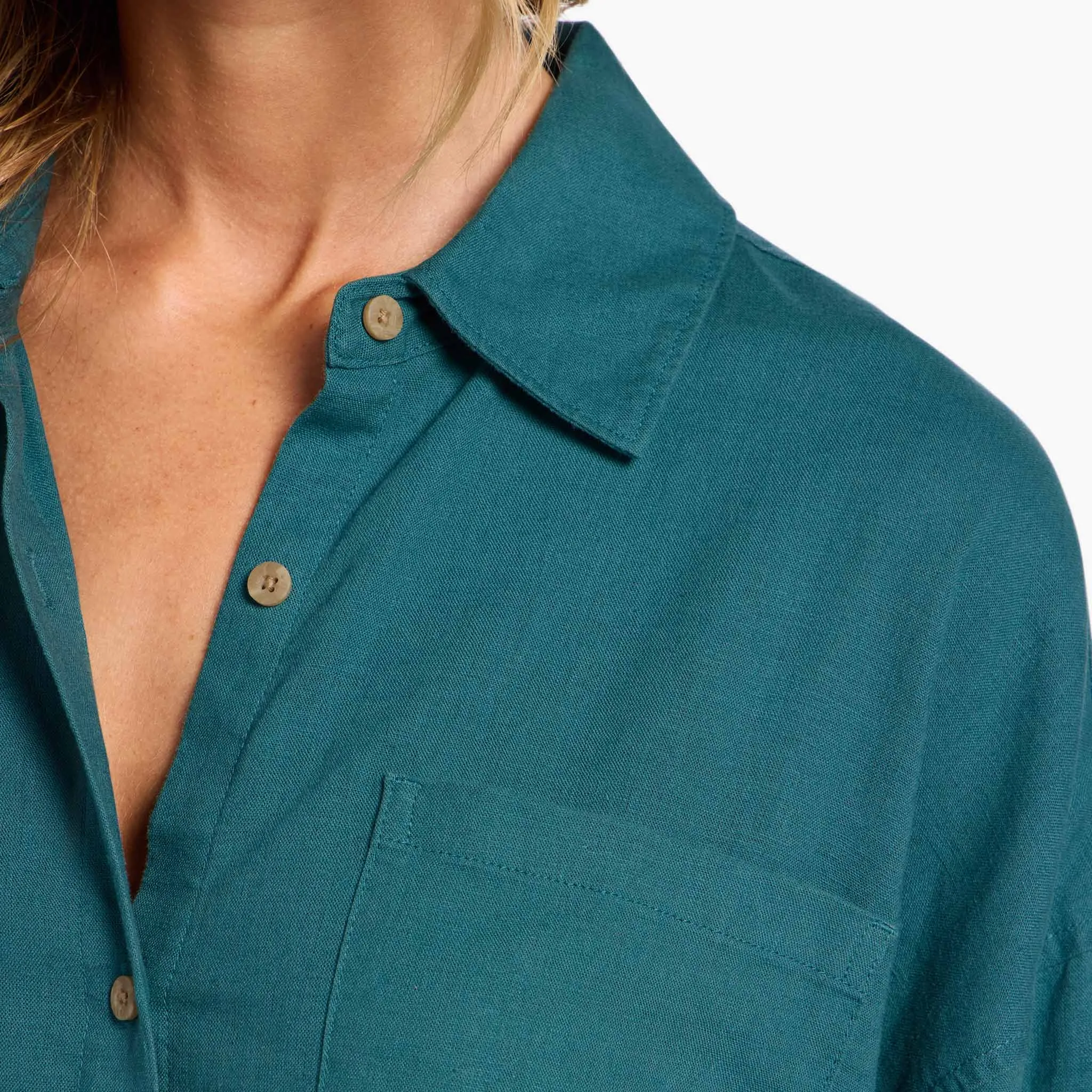 Linen Boyfriend Shirt | Faded Lagoon sold by nuuds product image thumbnail 5