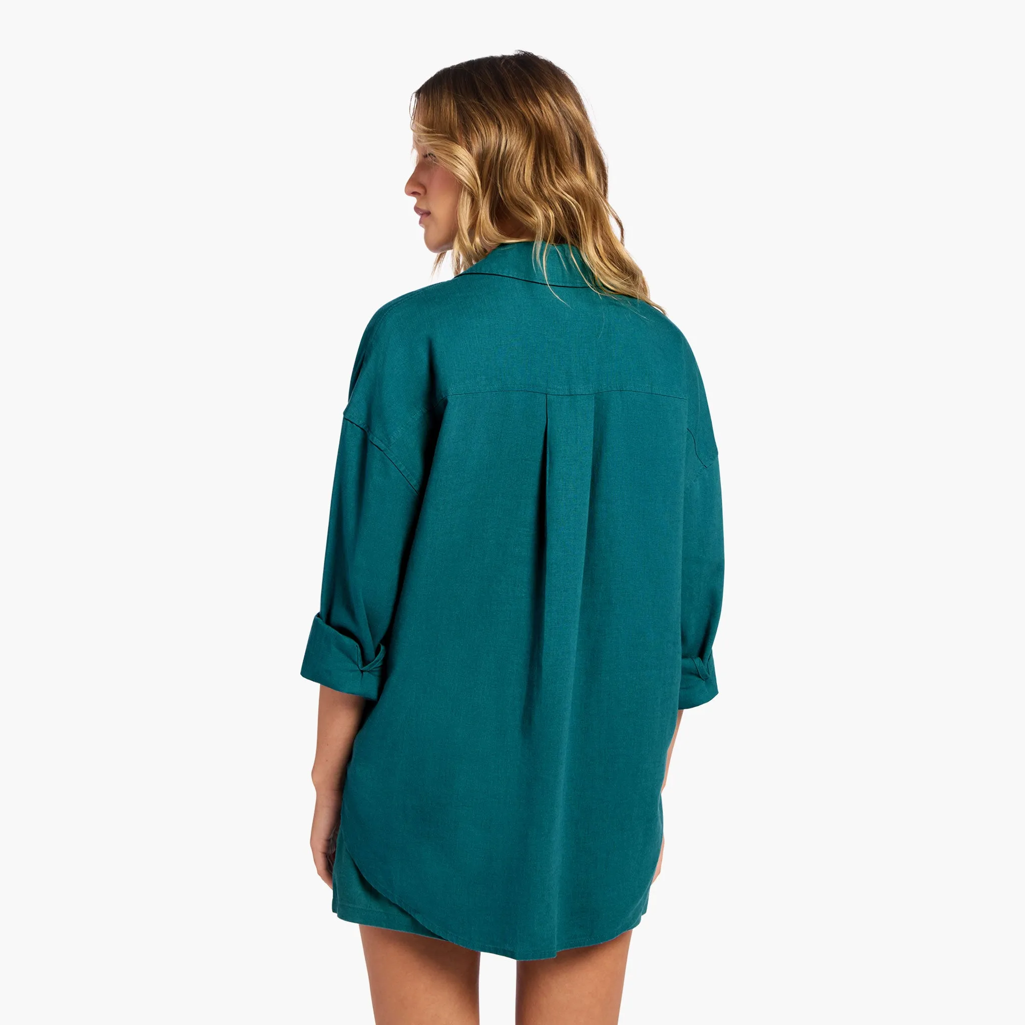 Linen Boyfriend Shirt | Faded Lagoon sold by nuuds product image thumbnail 4