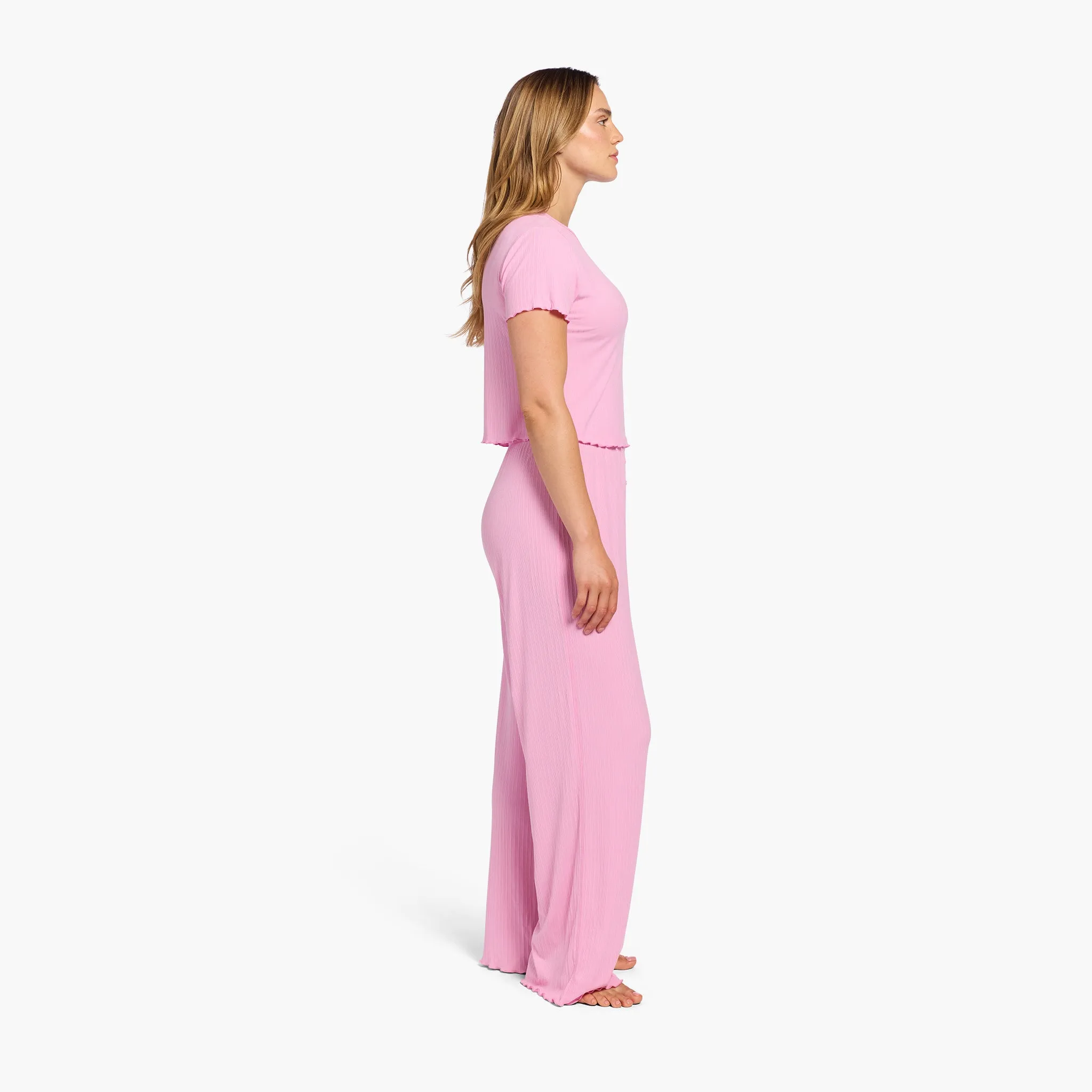 Mini Rib Pajama Set | Bubblegum Pink sold by nuuds product image thumbnail 3
