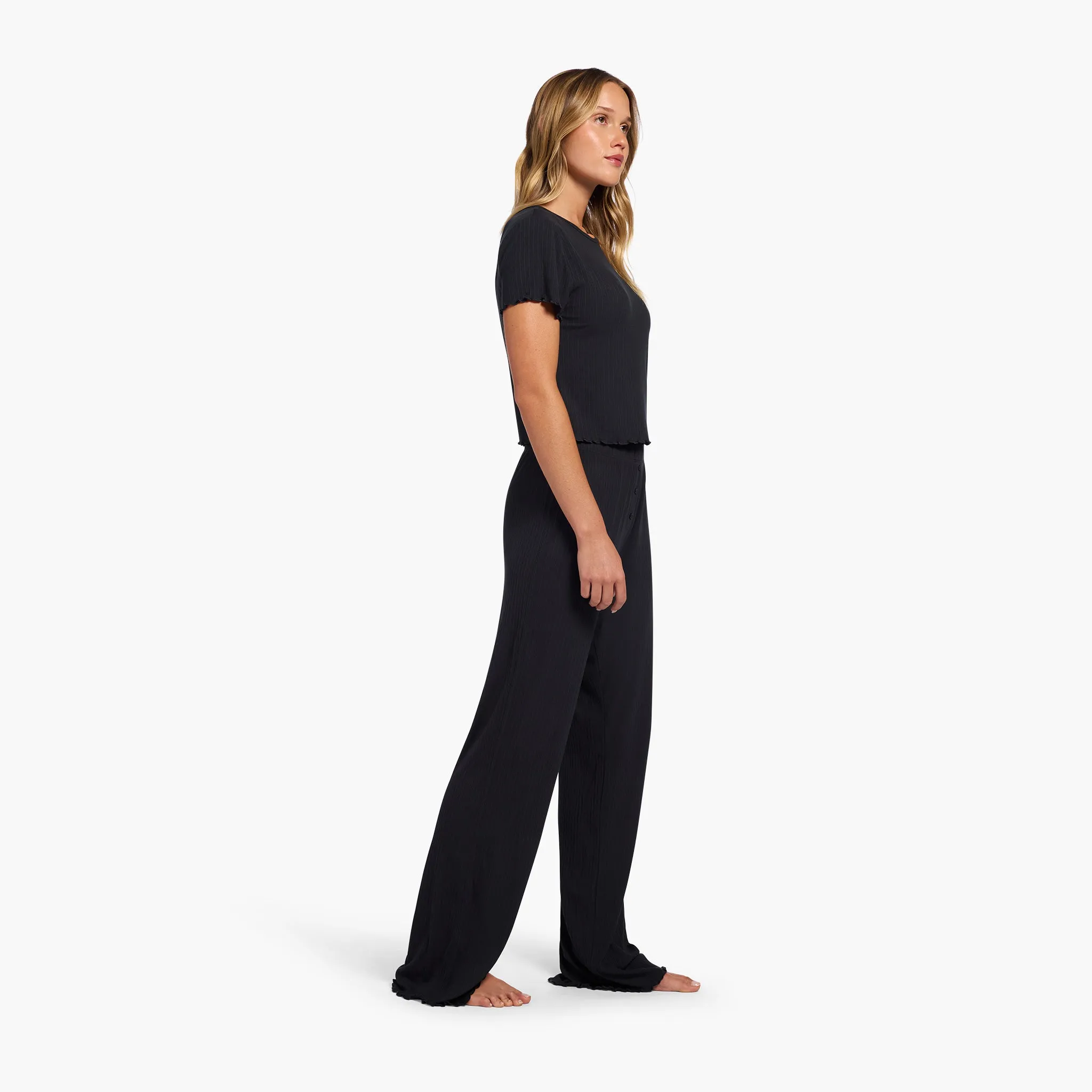 Mini Rib Pajama Set | Black sold by nuuds product image thumbnail 3