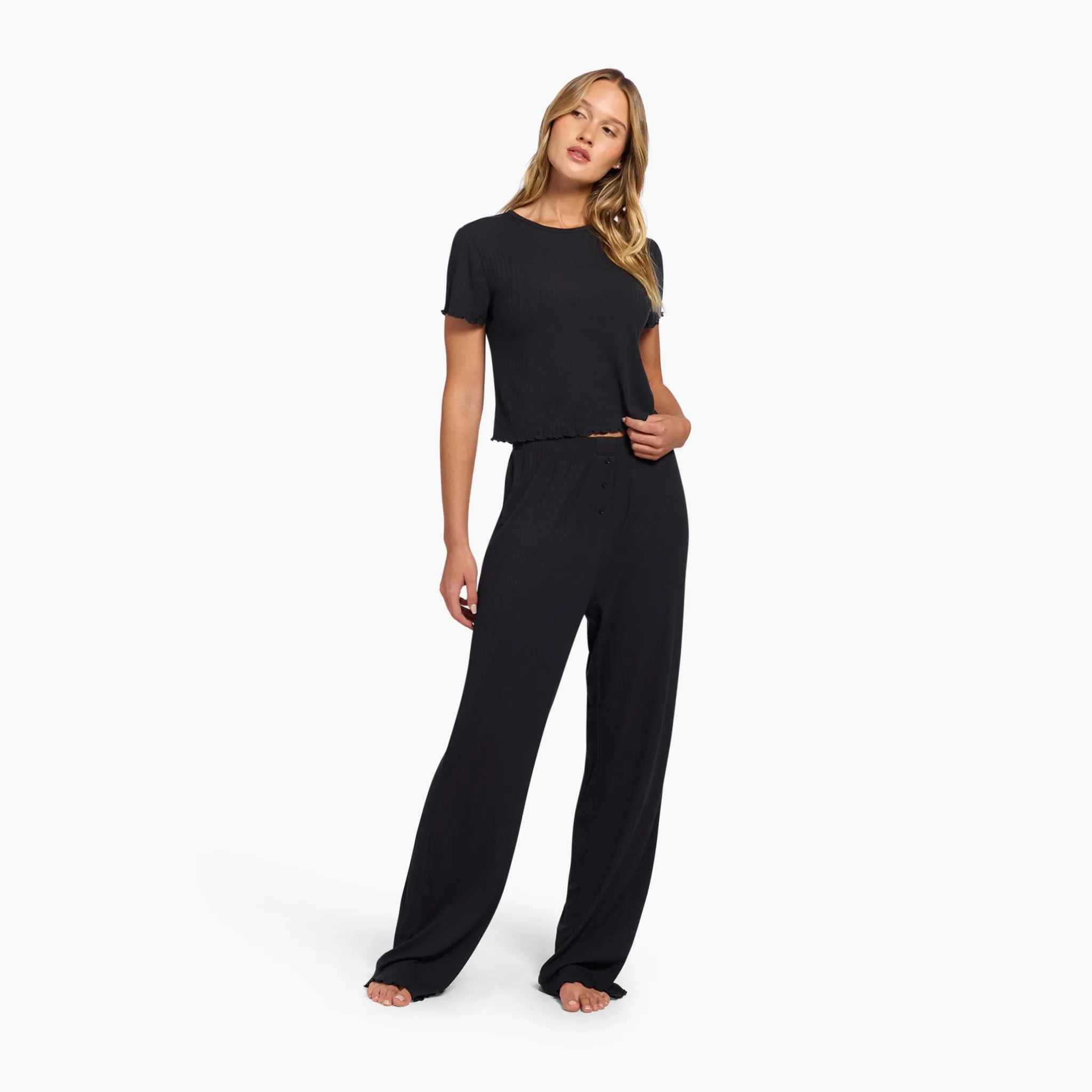 Mini Rib Pajama Set | Black sold by nuuds product image thumbnail 2