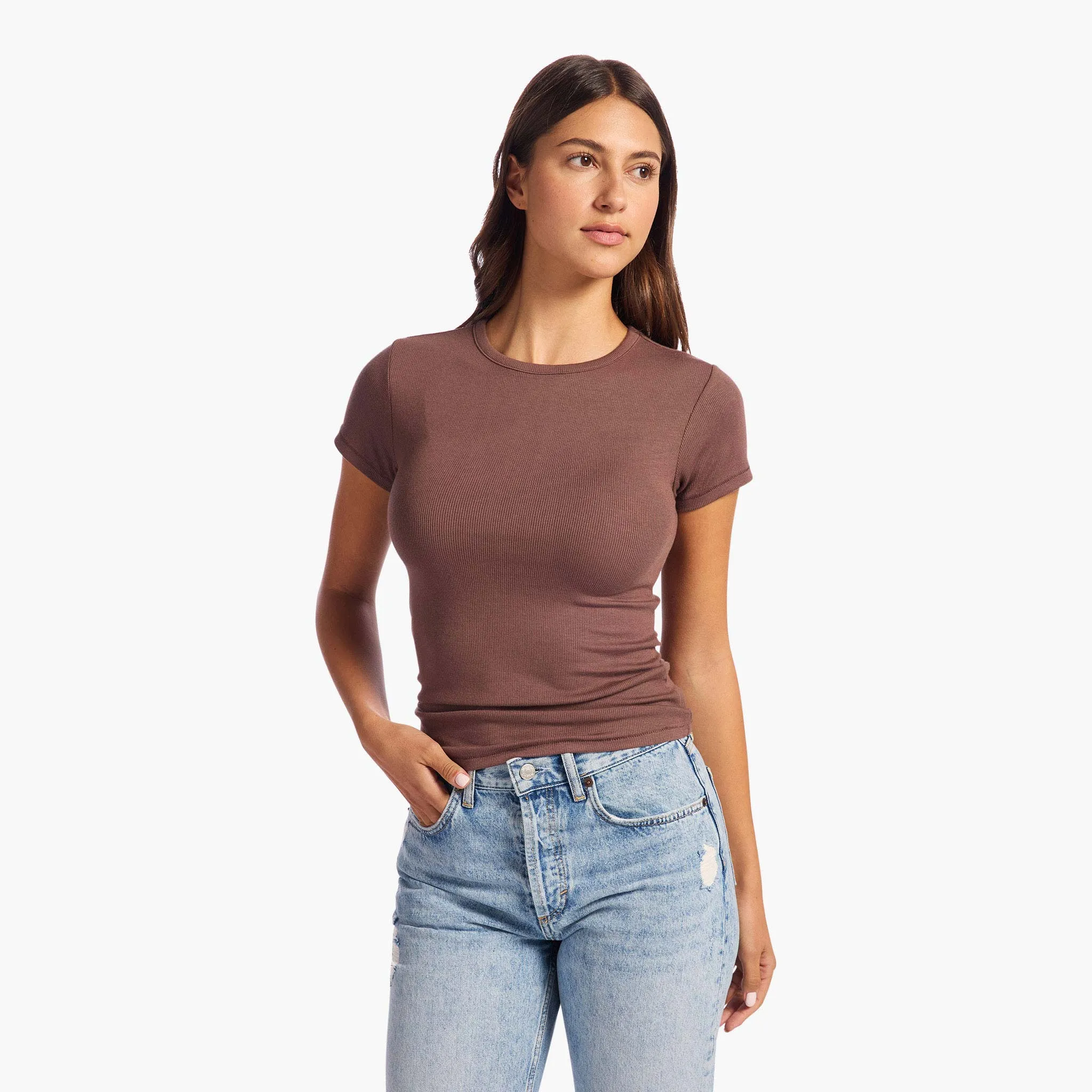 Slinky Rib Tee sold by nuuds product image thumbnail 3