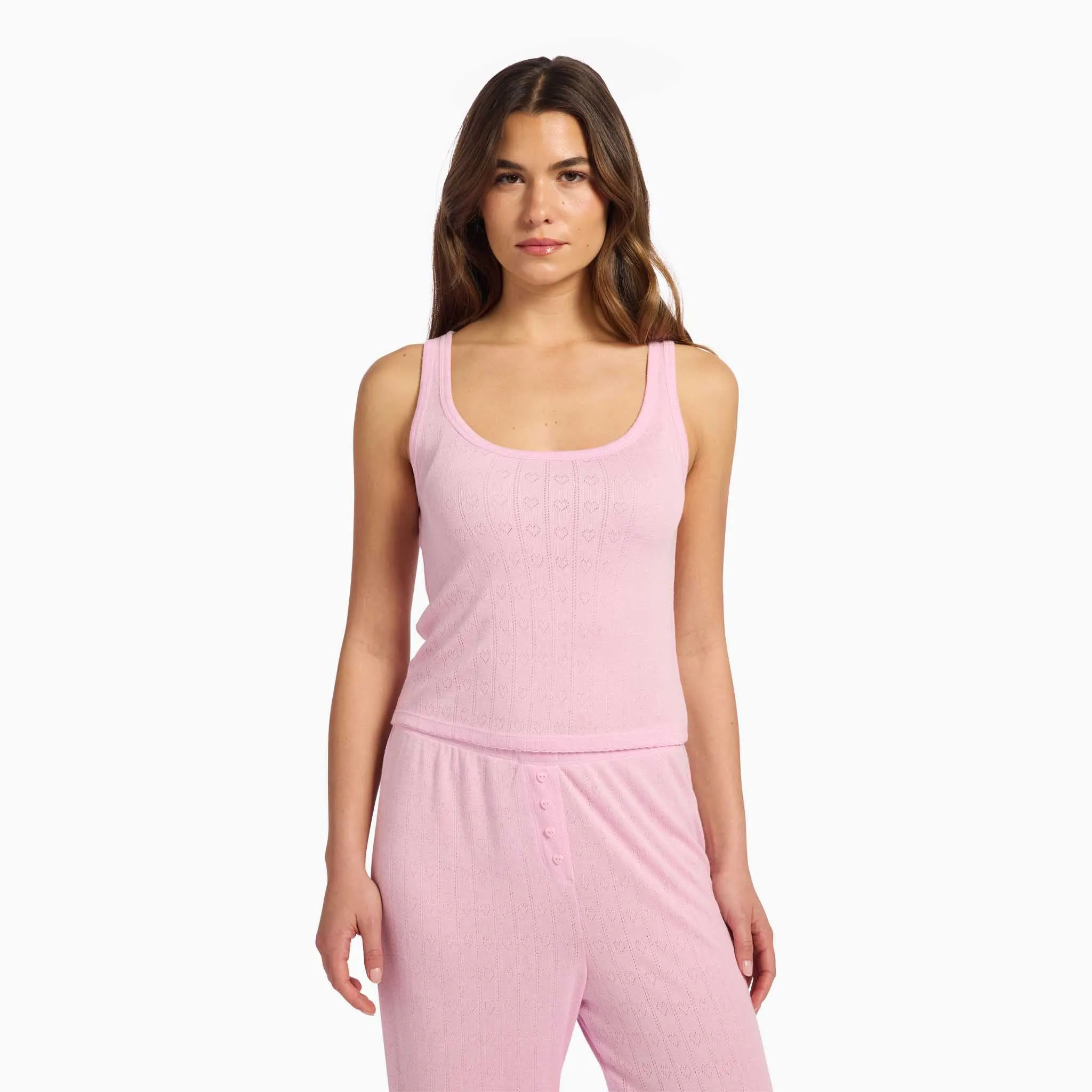 Heart Pointelle Pajama Scoop Tank sold by nuuds product image thumbnail 2