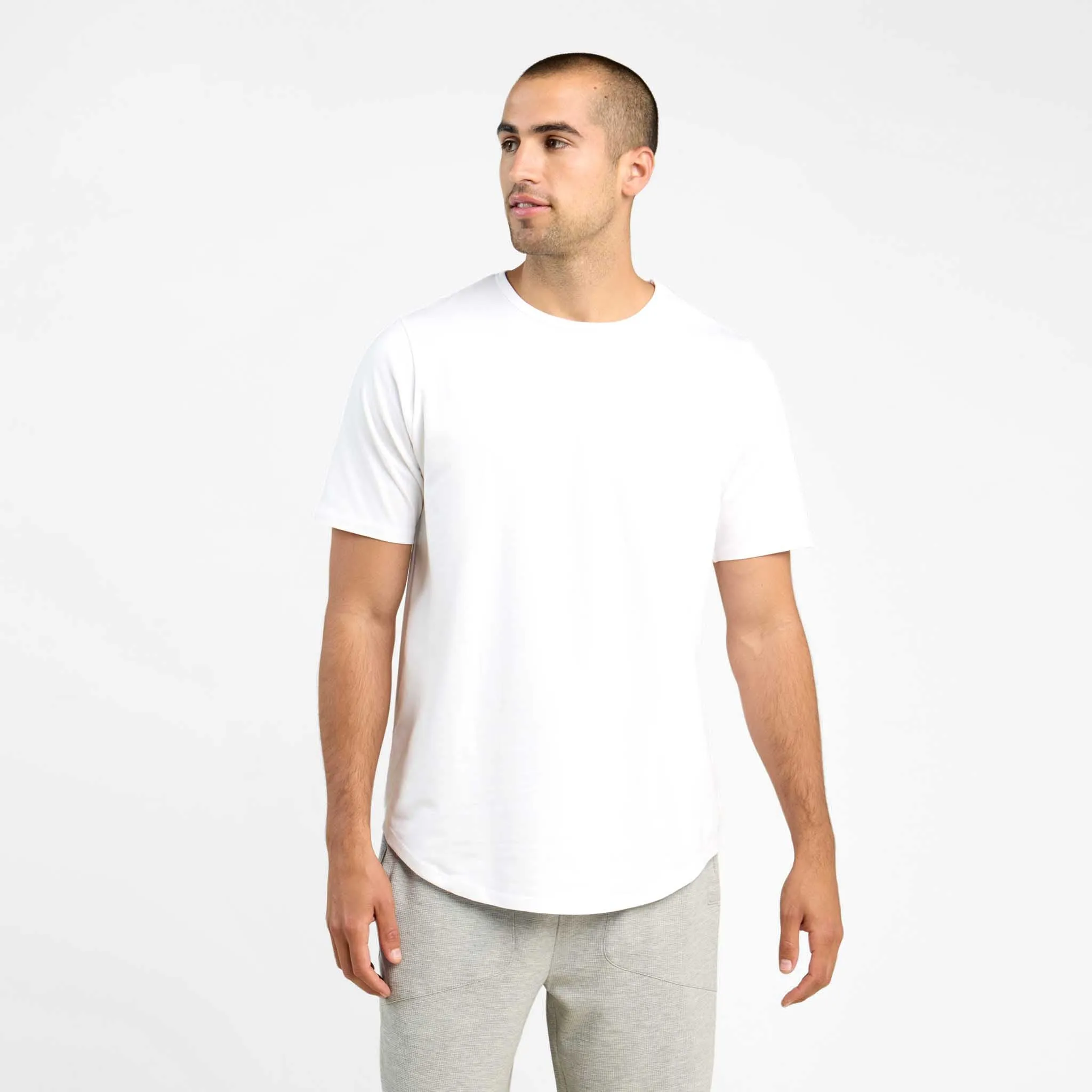Short Sleeve Curved Hem T-Shirt sold by nuuds