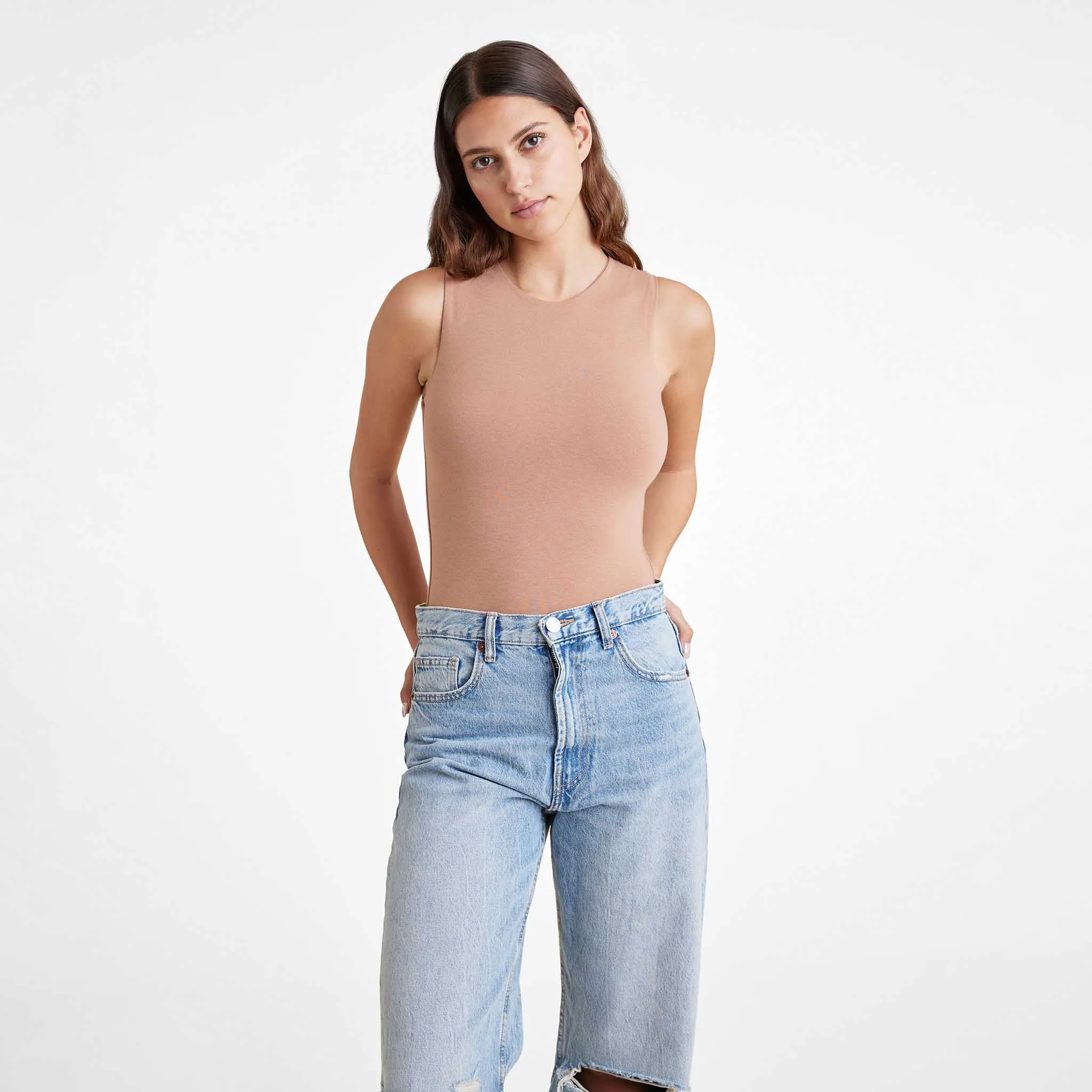 Cotton Stretch Classic Crewneck Tank Bodysuit sold by nuuds product image thumbnail 4