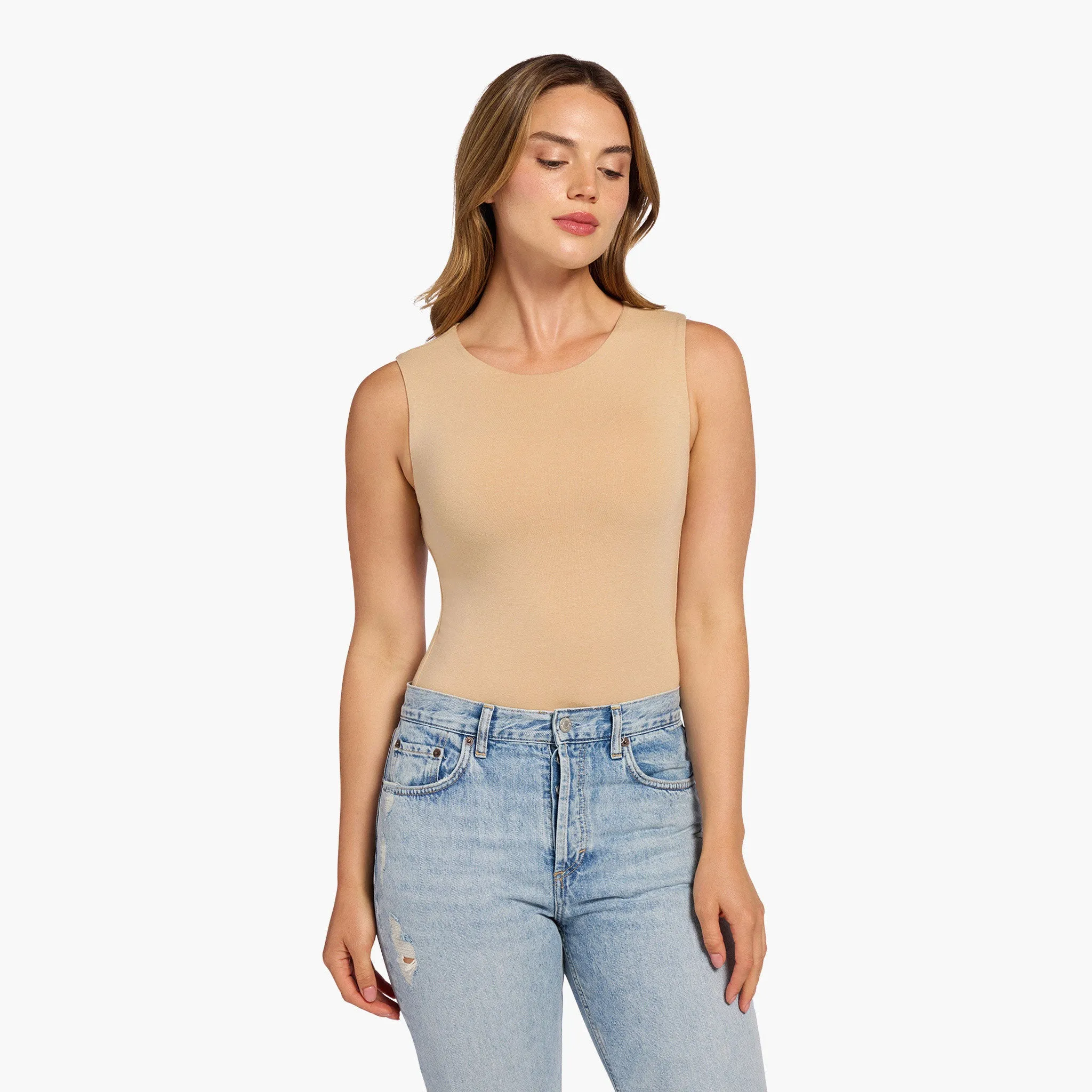 Cotton Stretch Classic Crewneck Tank Bodysuit sold by nuuds product image thumbnail 3