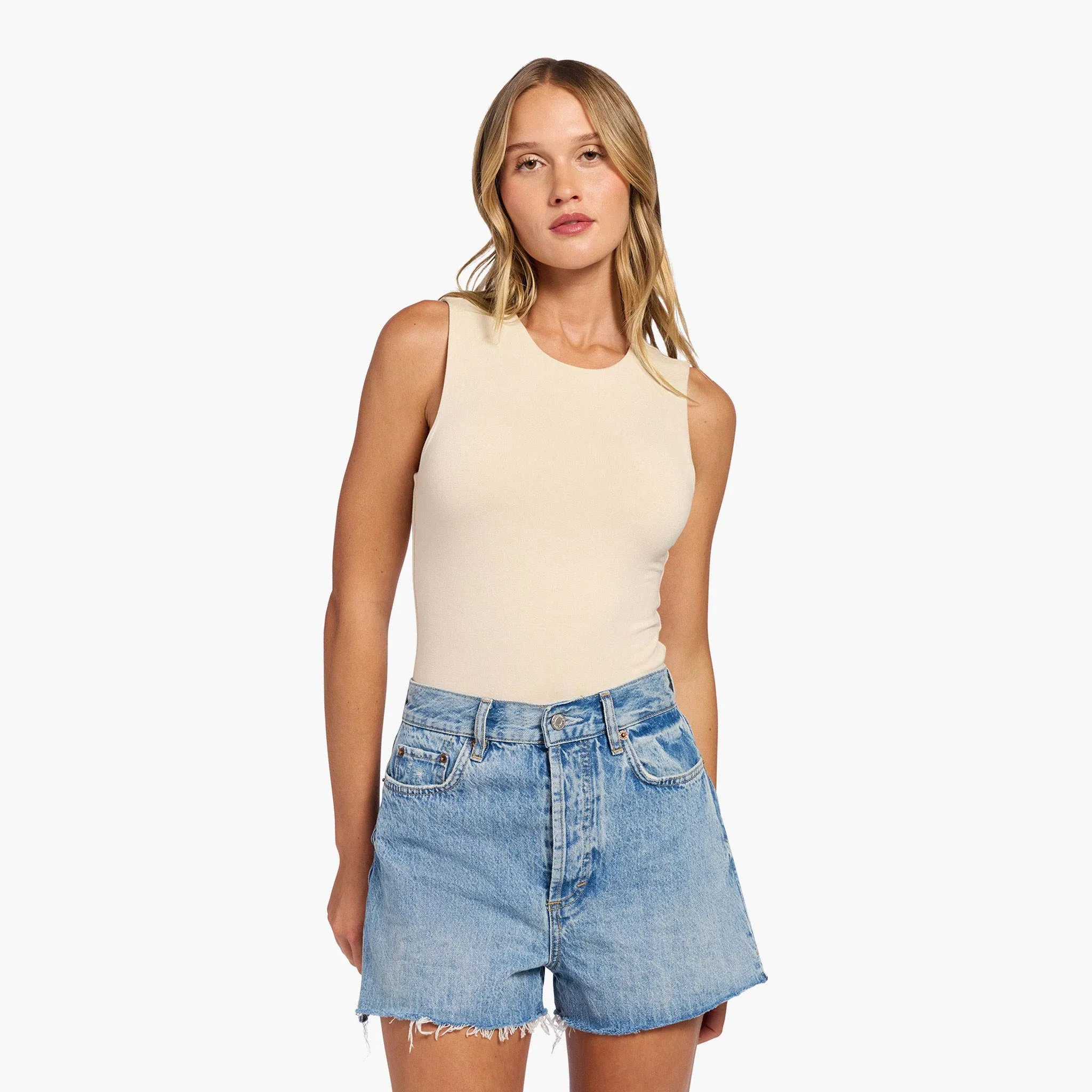 Cotton Stretch Classic Crewneck Tank Bodysuit sold by nuuds product image thumbnail 2