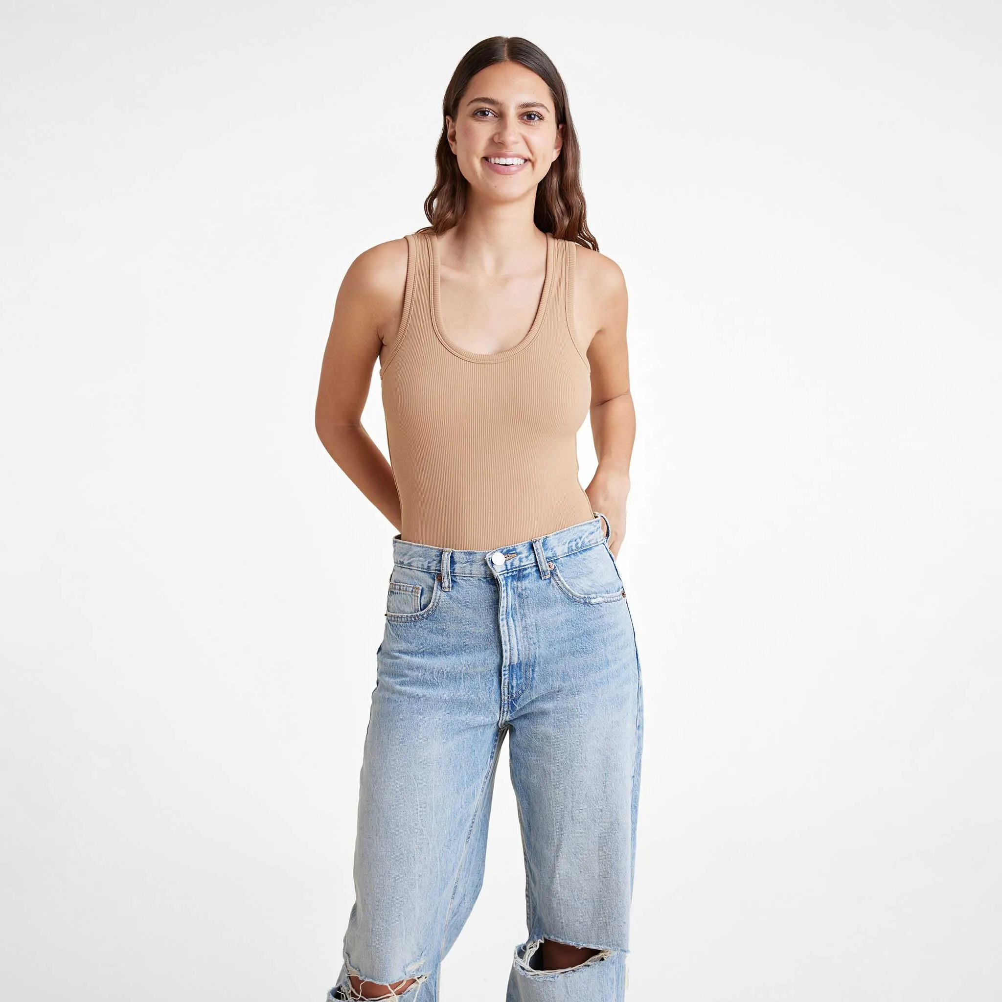 Ribbed Scoop Tank Bodysuit sold by nuuds product image thumbnail 3