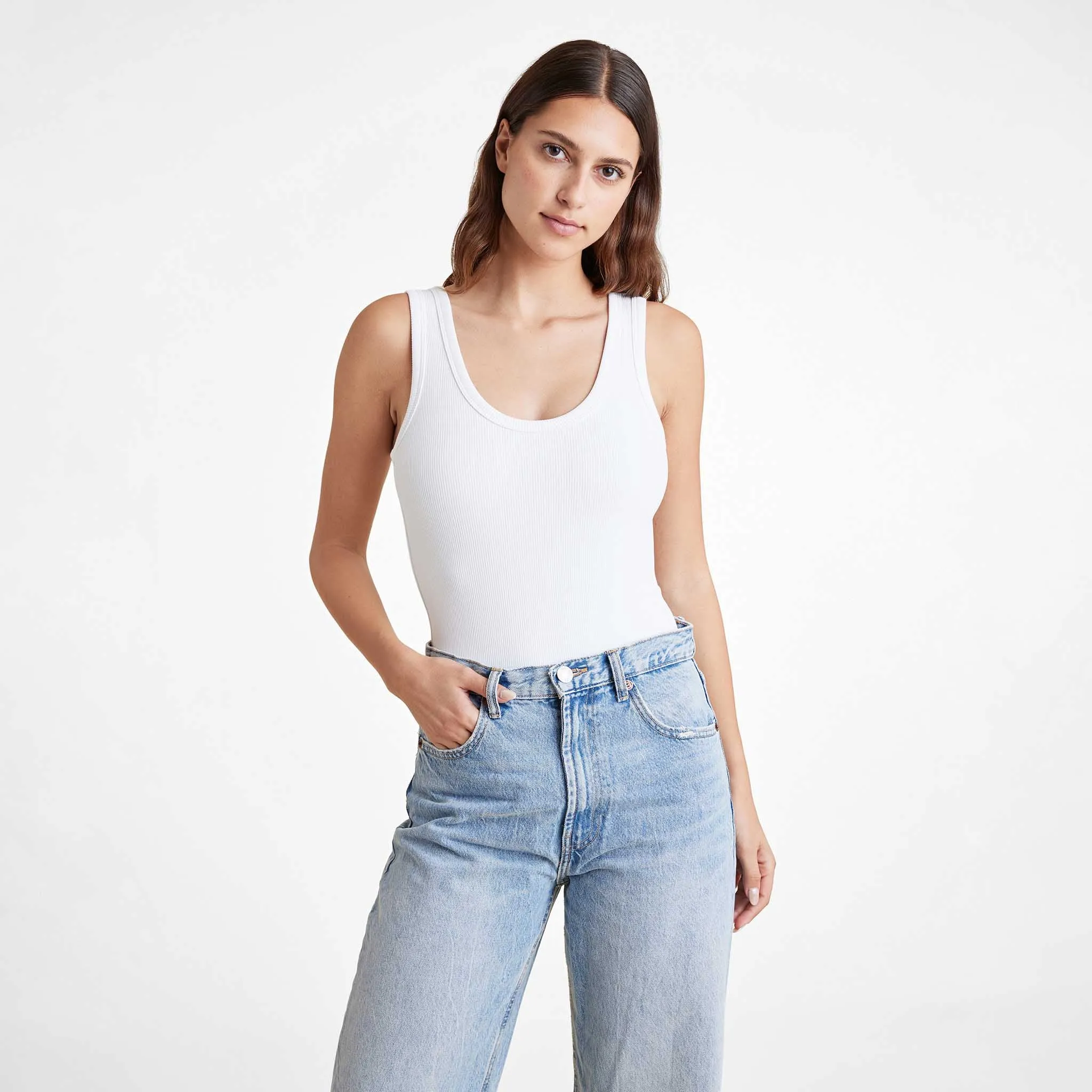 Ribbed Scoop Tank Bodysuit sold by nuuds