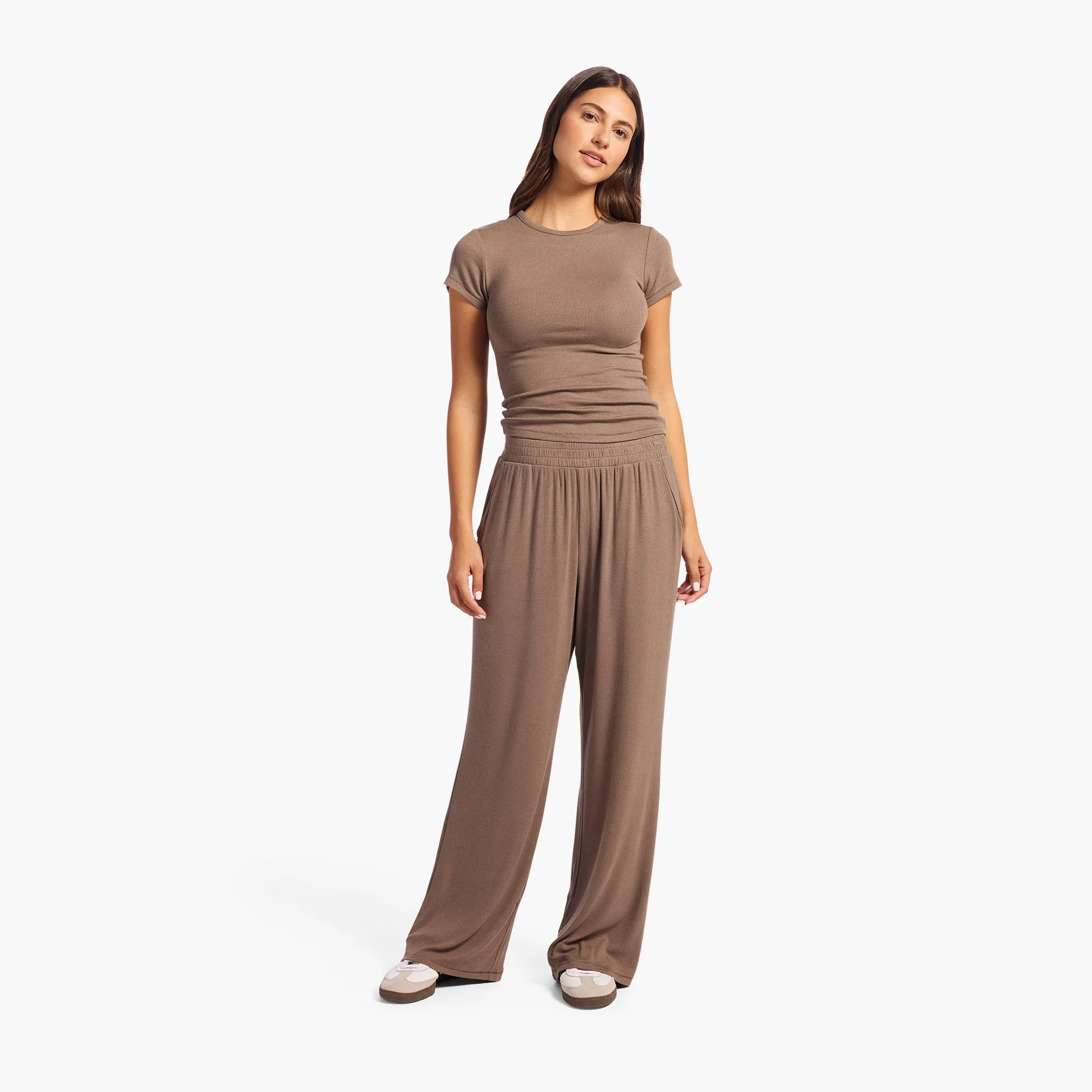 Slinky Rib Wide Leg Pant sold by nuuds