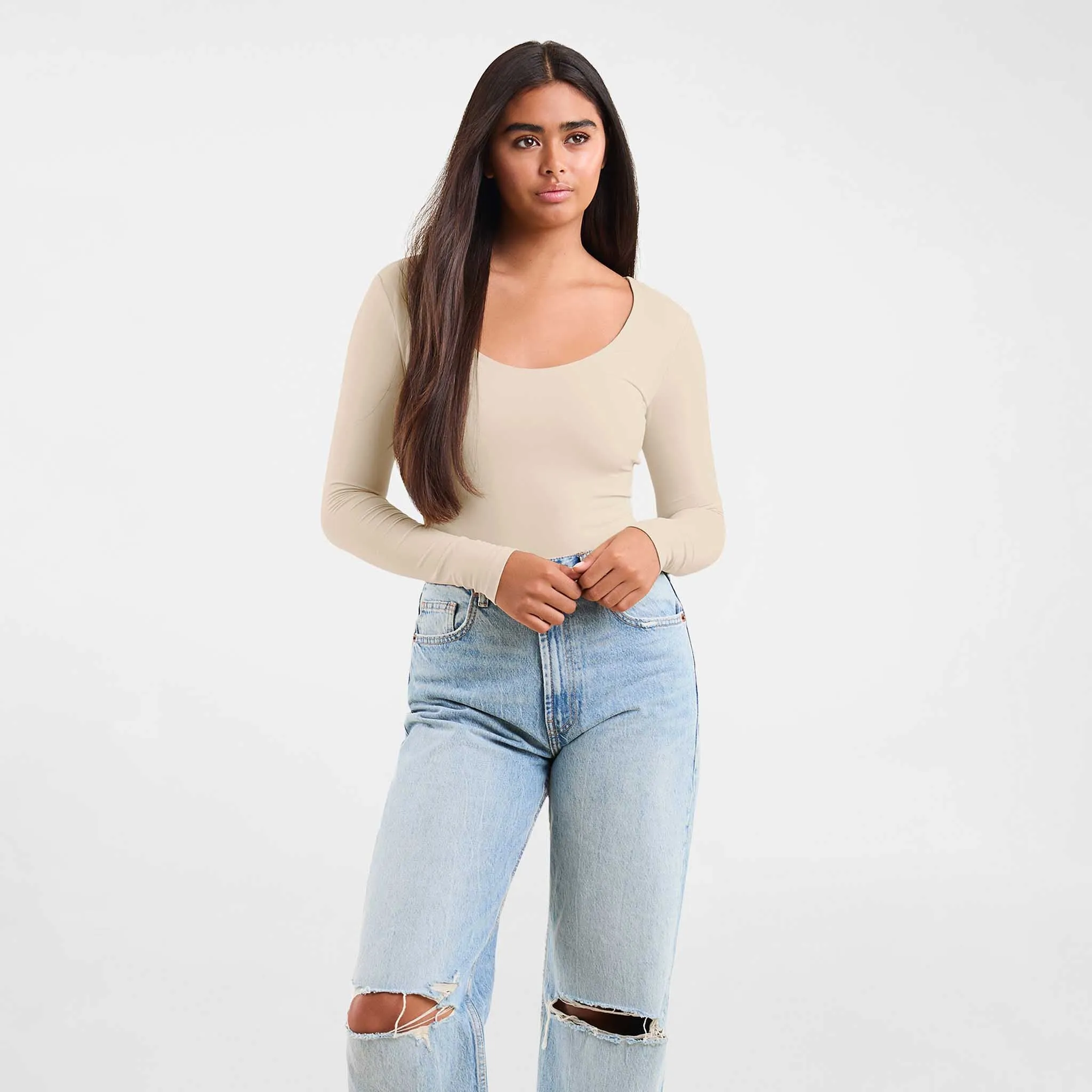 Long Sleeve Scoop Neck Bodysuit sold by nuuds product image thumbnail 2