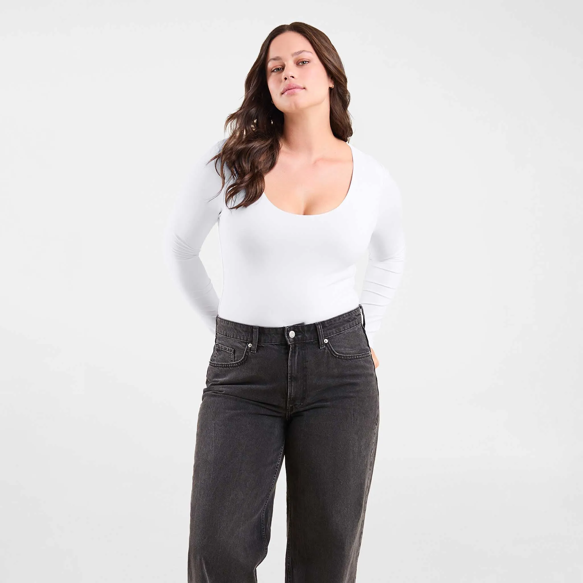 Long Sleeve Scoop Neck Bodysuit sold by nuuds