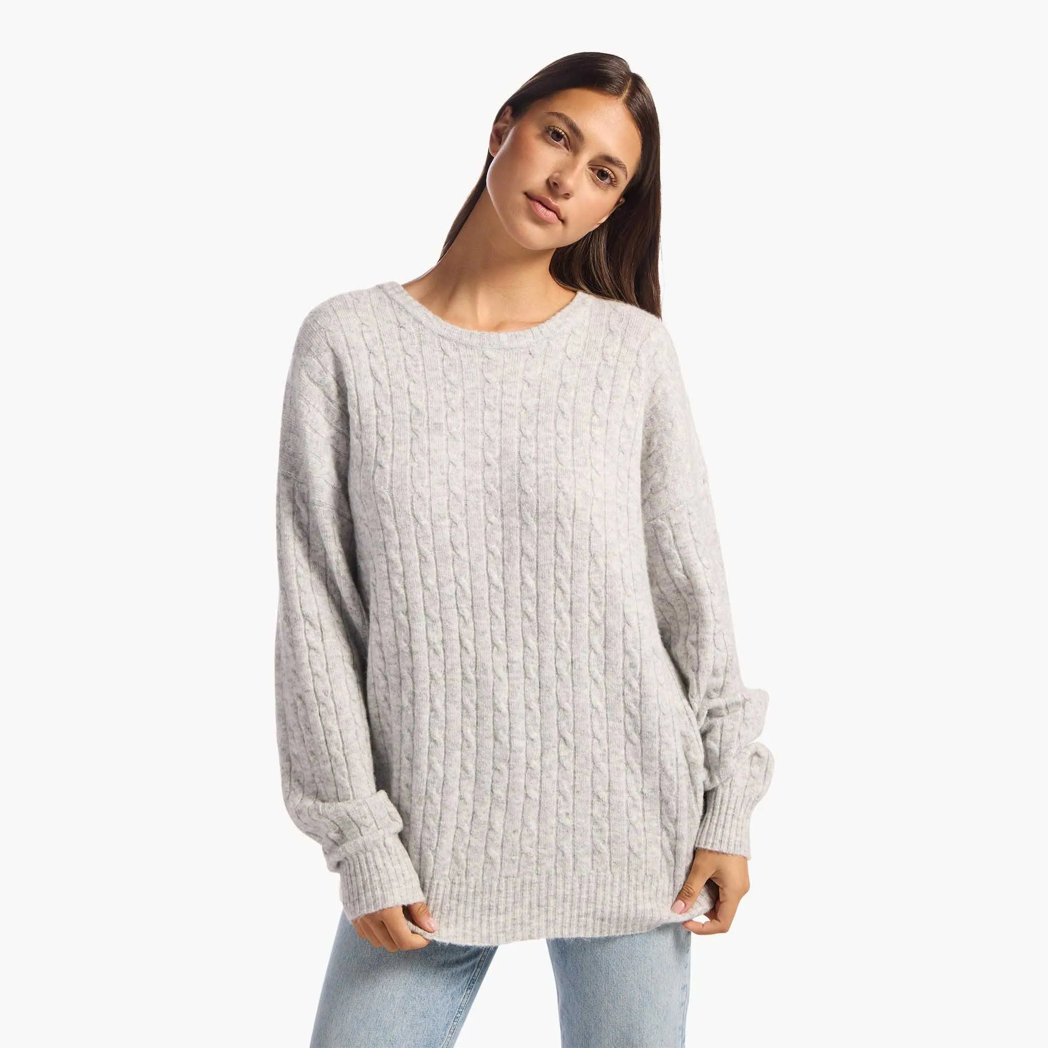 Cozy Knit Cable Crewneck Sweater sold by nuuds product image thumbnail 2