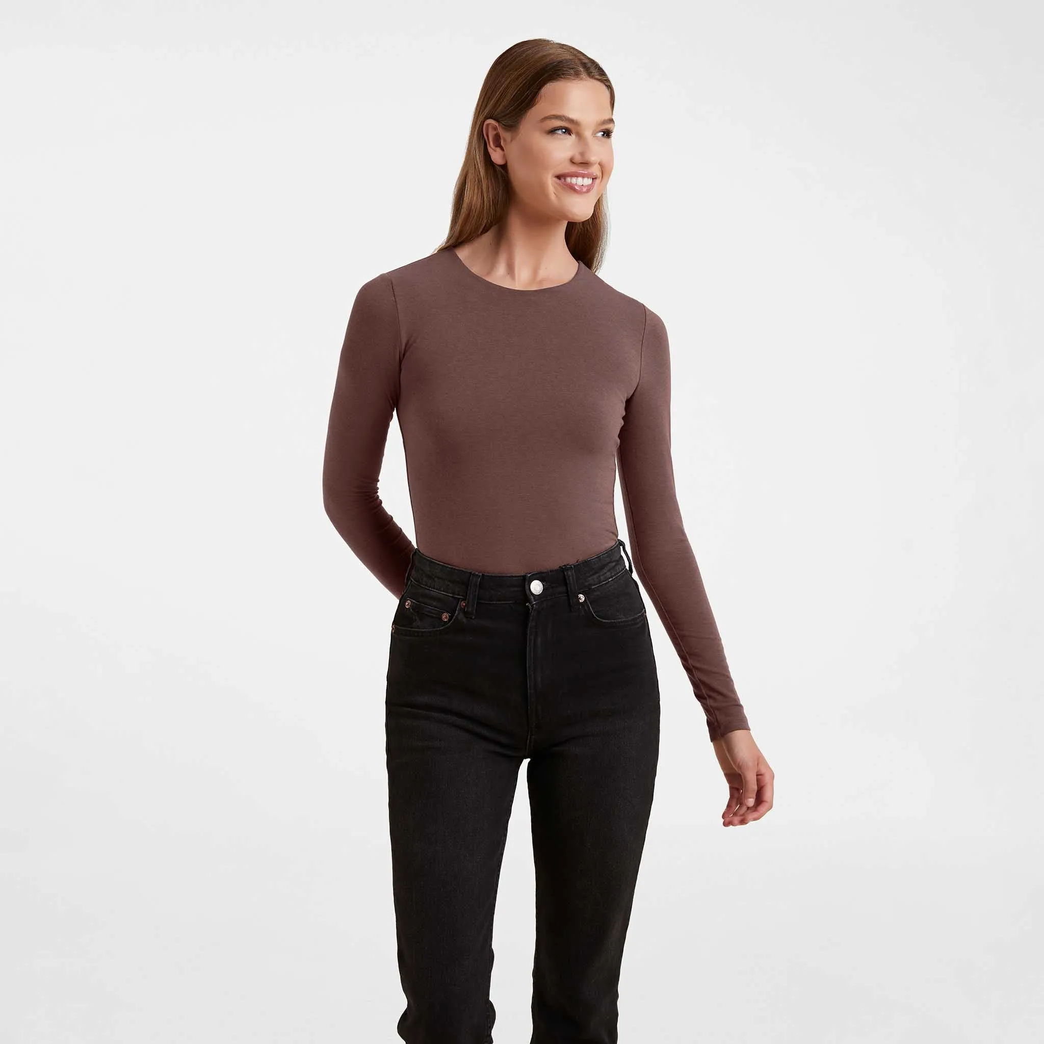 Cotton Stretch Long Sleeve Crewneck Bodysuit sold by nuuds product image thumbnail 3
