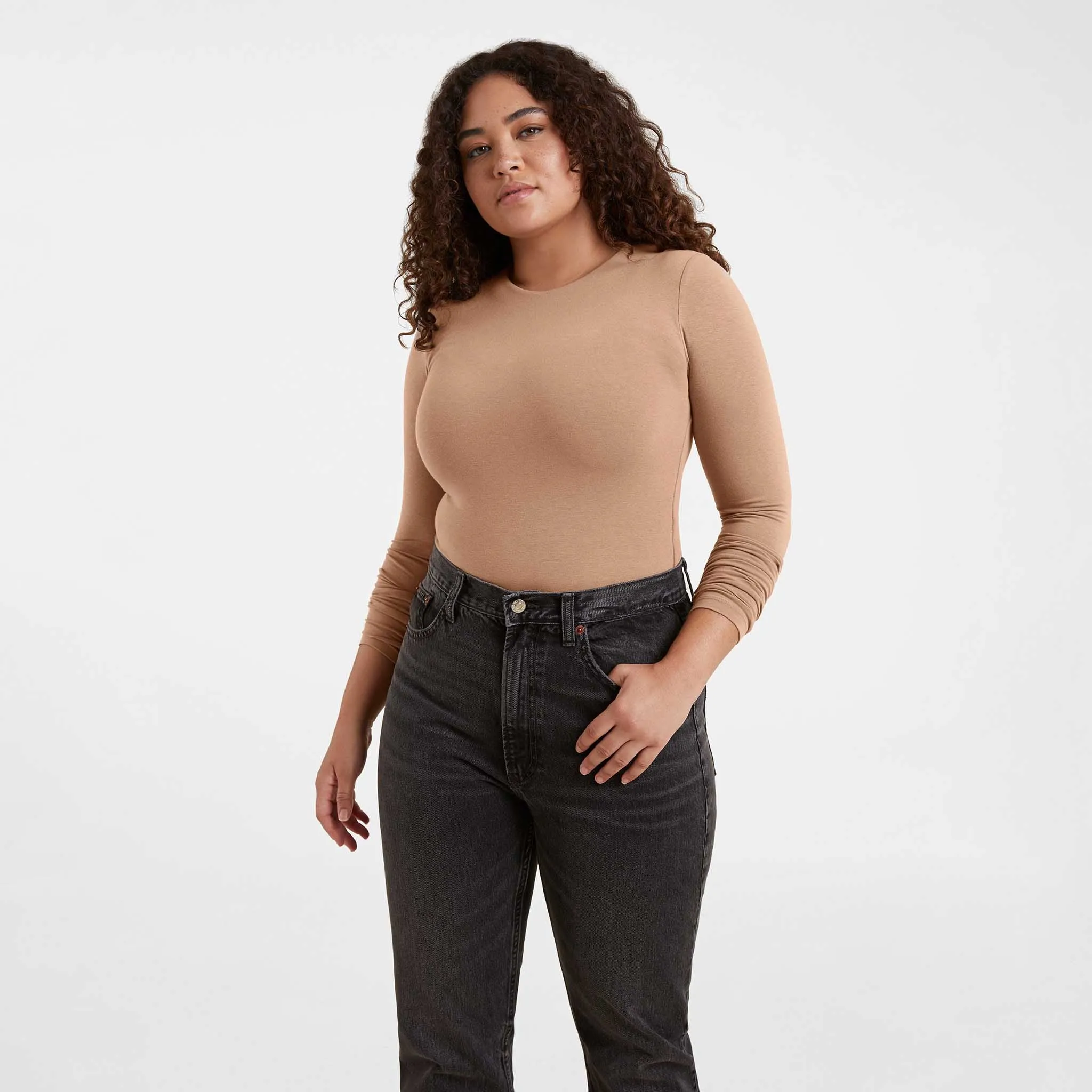 Cotton Stretch Long Sleeve Crewneck Bodysuit sold by nuuds product image thumbnail 2