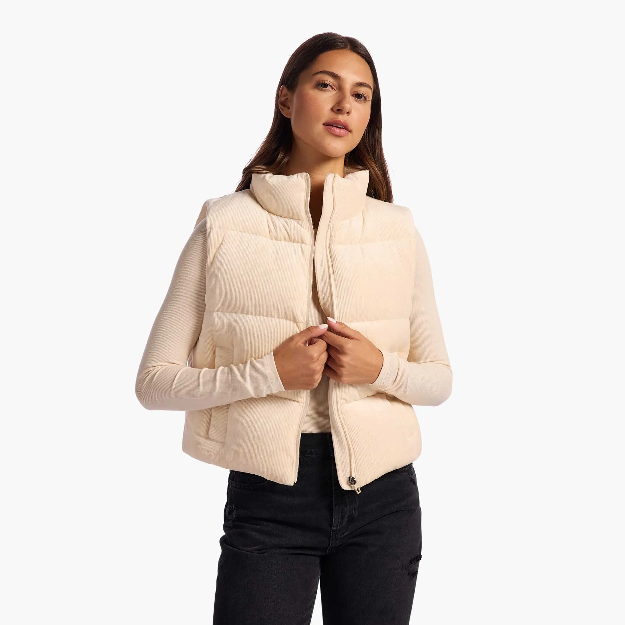 Ribbed Velour Puffer Vest sold by nuuds