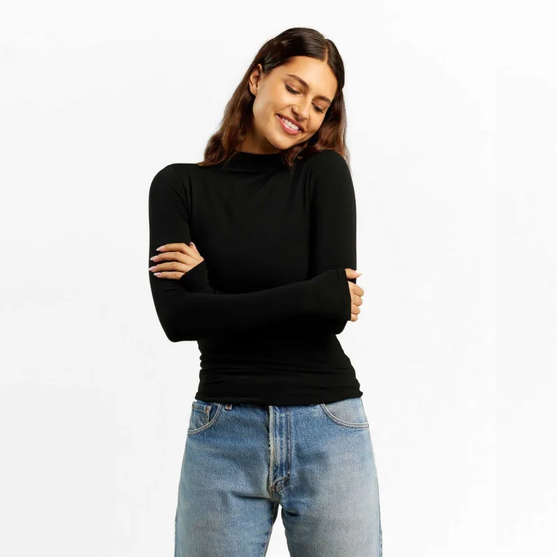 Cotton Stretch Long Sleeve Mock Neck Shirt sold by nuuds
