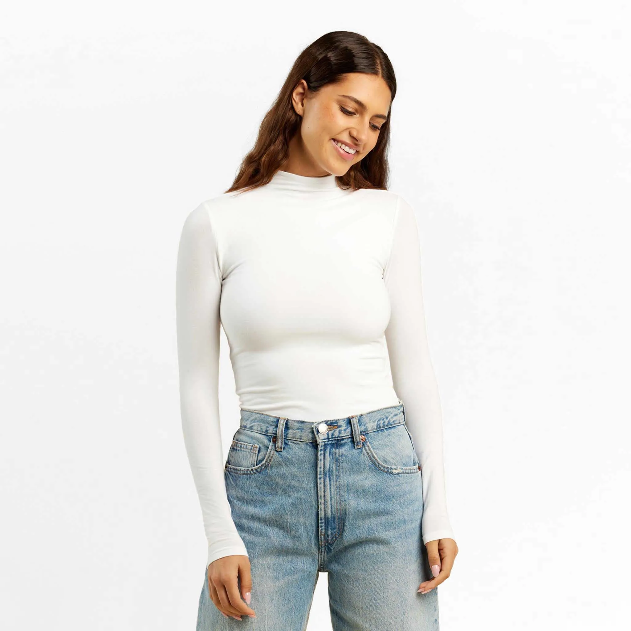 Cotton Stretch Long Sleeve Mock Neck Shirt sold by nuuds product image thumbnail 2