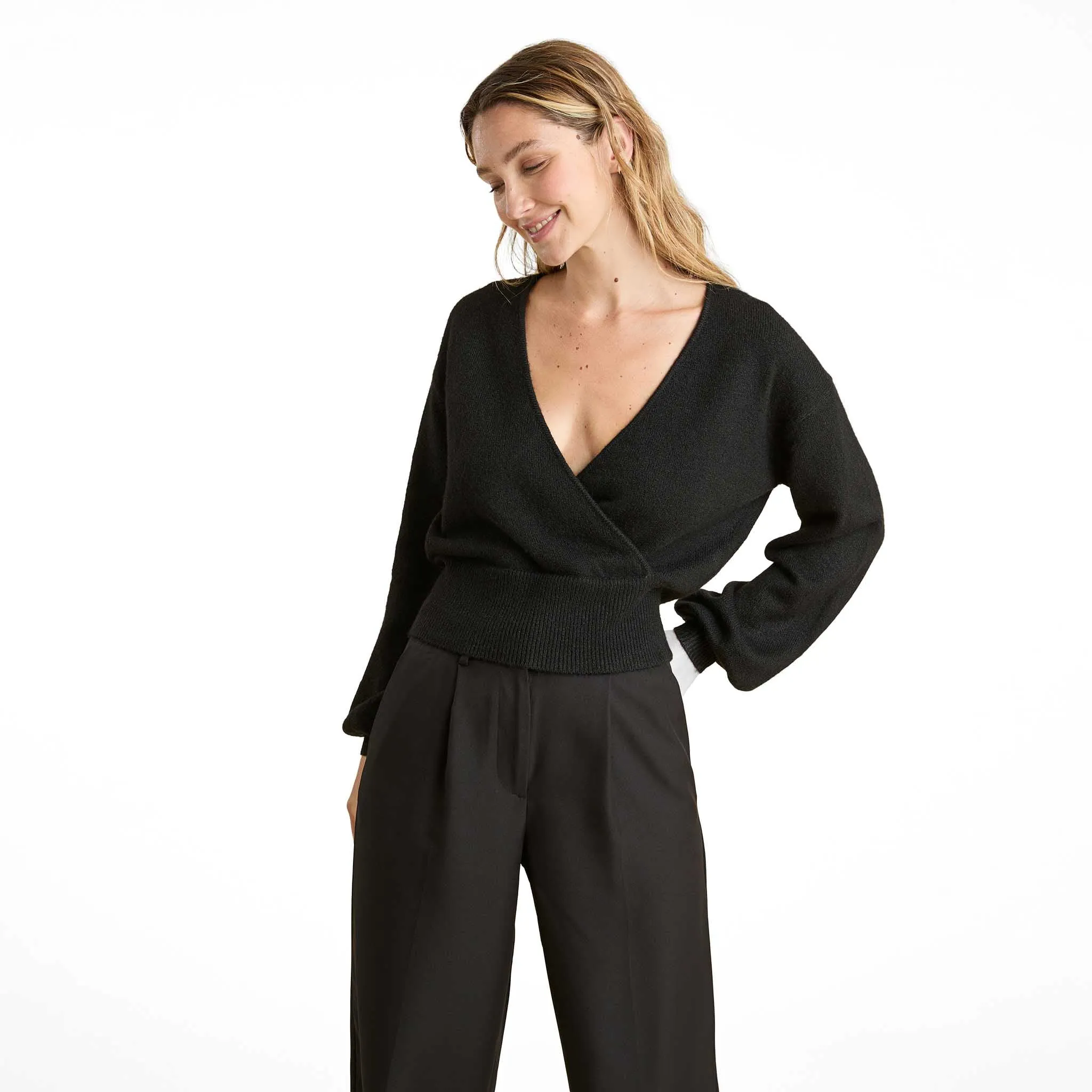 Cozy Knit Wrap Sweater sold by nuuds