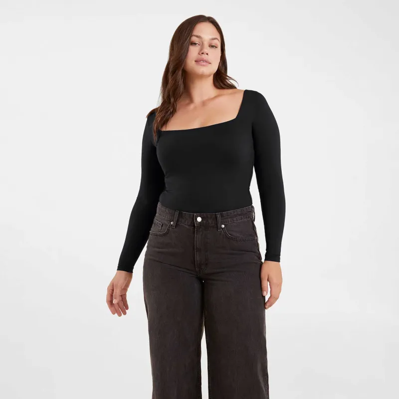 Long Sleeve Wide Square Neck Bodysuit sold by nuuds