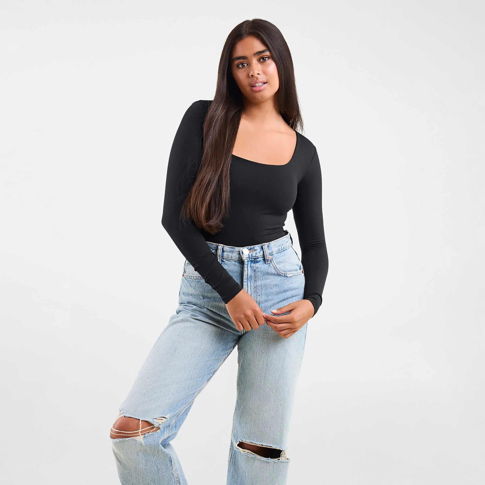 Long Sleeve Square Neck Bodysuit sold by nuuds