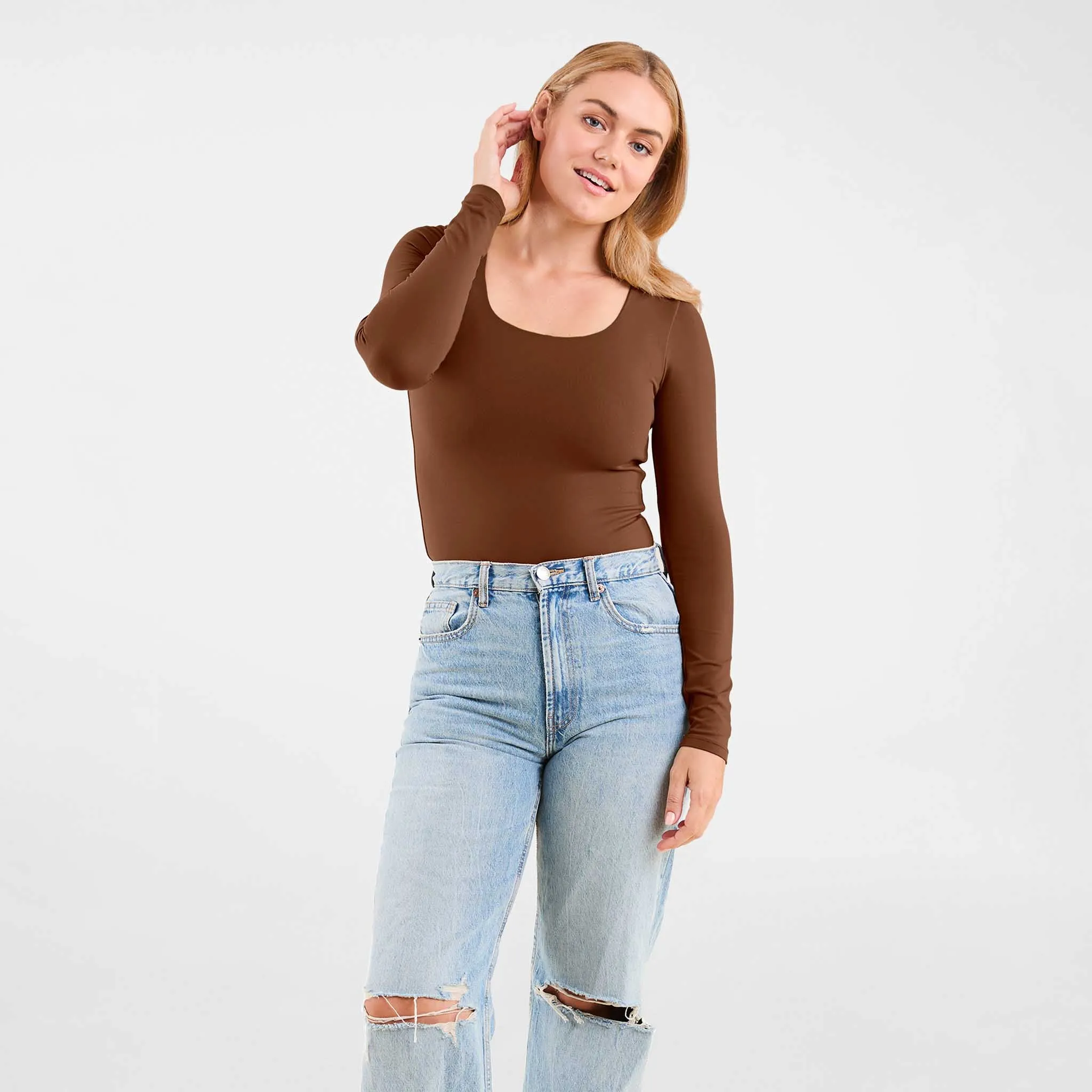 Long Sleeve Square Neck Bodysuit sold by nuuds product image thumbnail 4