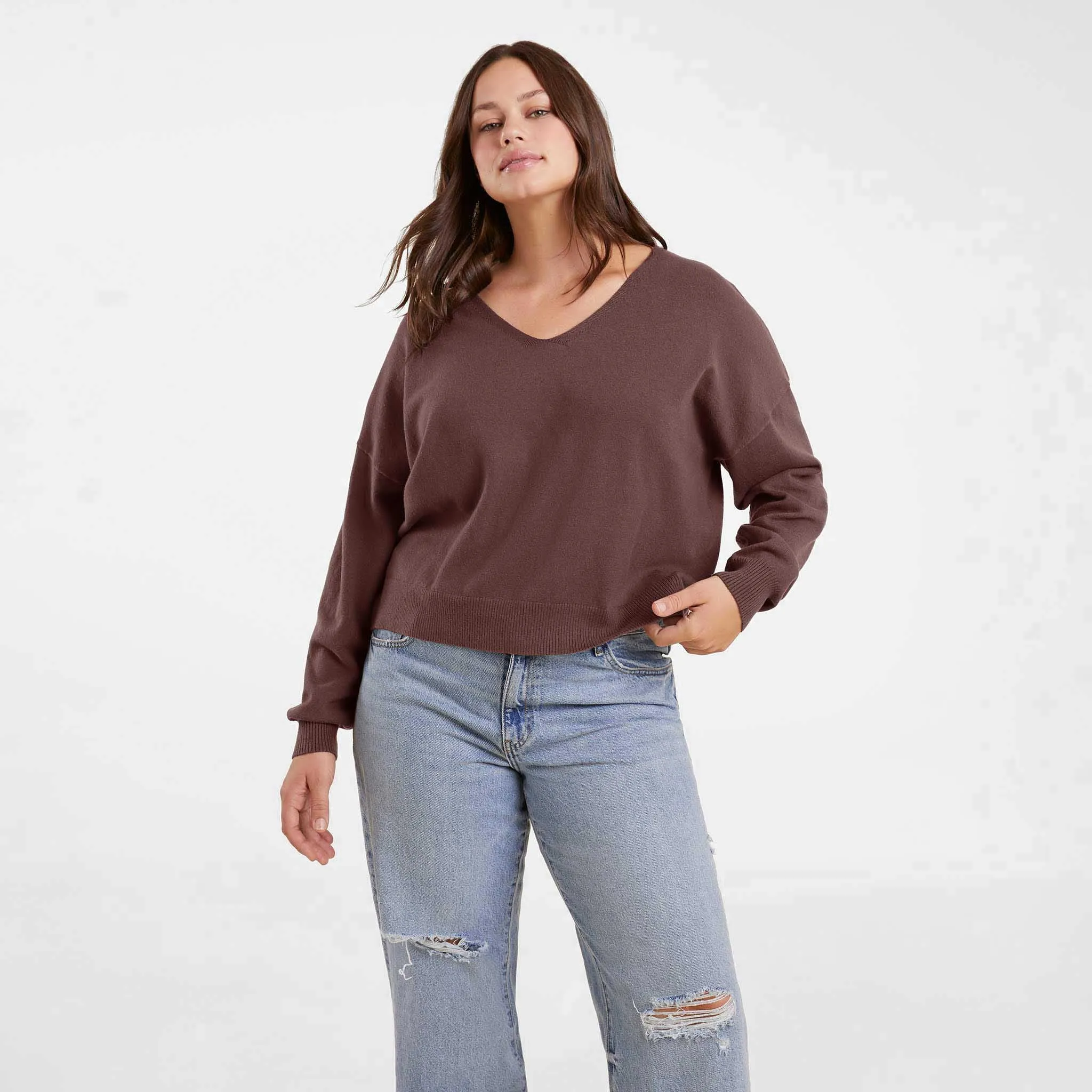 Luxe Knit V-Neck Sweater sold by nuuds product image thumbnail 2