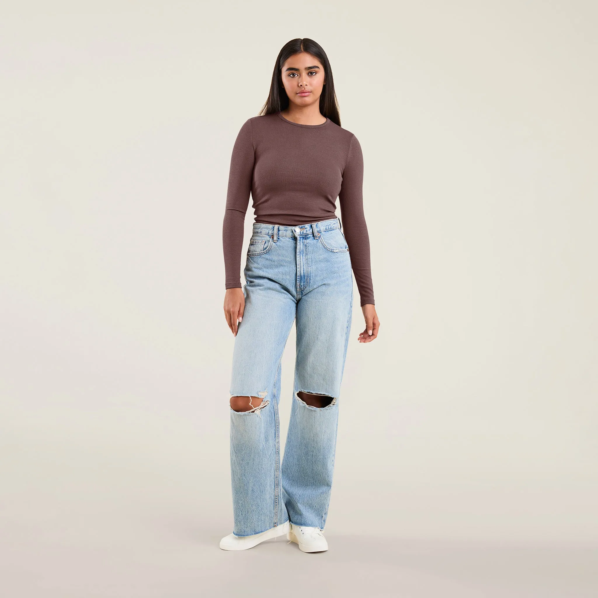 Slinky Rib Long Sleeve Shirt | Coffee sold by nuuds product image thumbnail 2