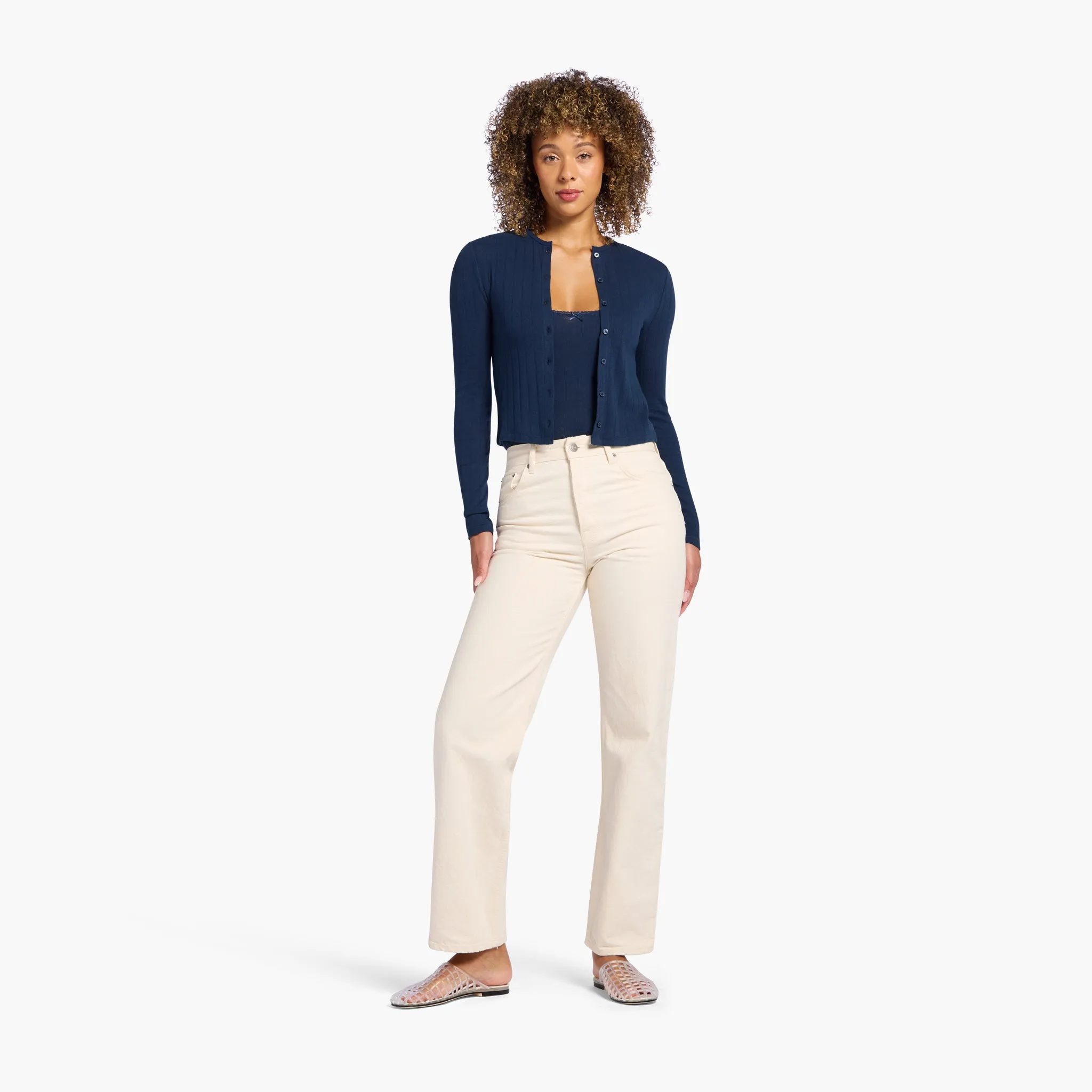Pointelle Cardigan | Navy sold by nuuds product image thumbnail 2