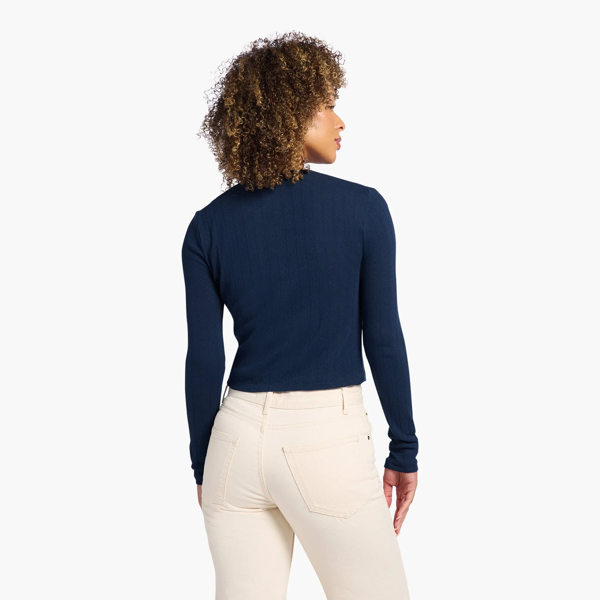 Pointelle Cardigan | Navy sold by nuuds product image thumbnail 4